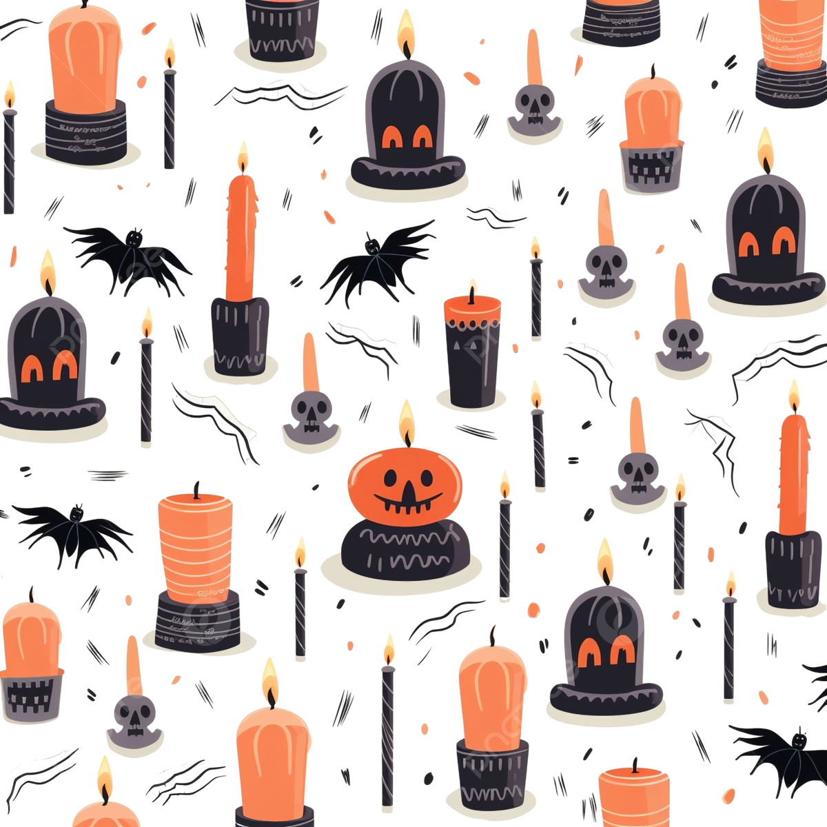 Wallpaper #Fmdx5pIBSpphPi3-DjO-416 Halloween Seamless Pattern Tombstone Ghost Candles Spiderweb Vector