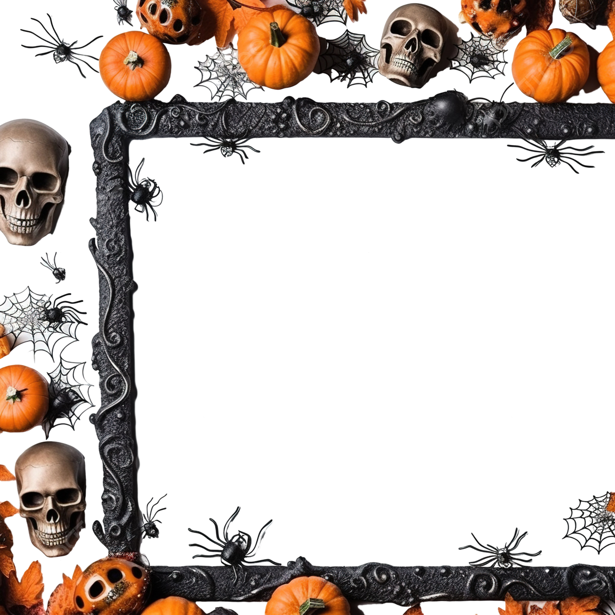 Wallpaper #9WfcCZMBSpphPi3-mtGO326 Halloween Border and Frame with Skulls Spider Web Candys Cartoon Card