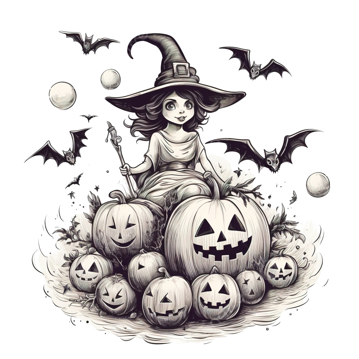 Wallpaper #r3KDMpMBX2lk1u3ogFrF371 Hand Drawn Halloween Witch Flying on Broom Stick Vampire Bat Cauldron