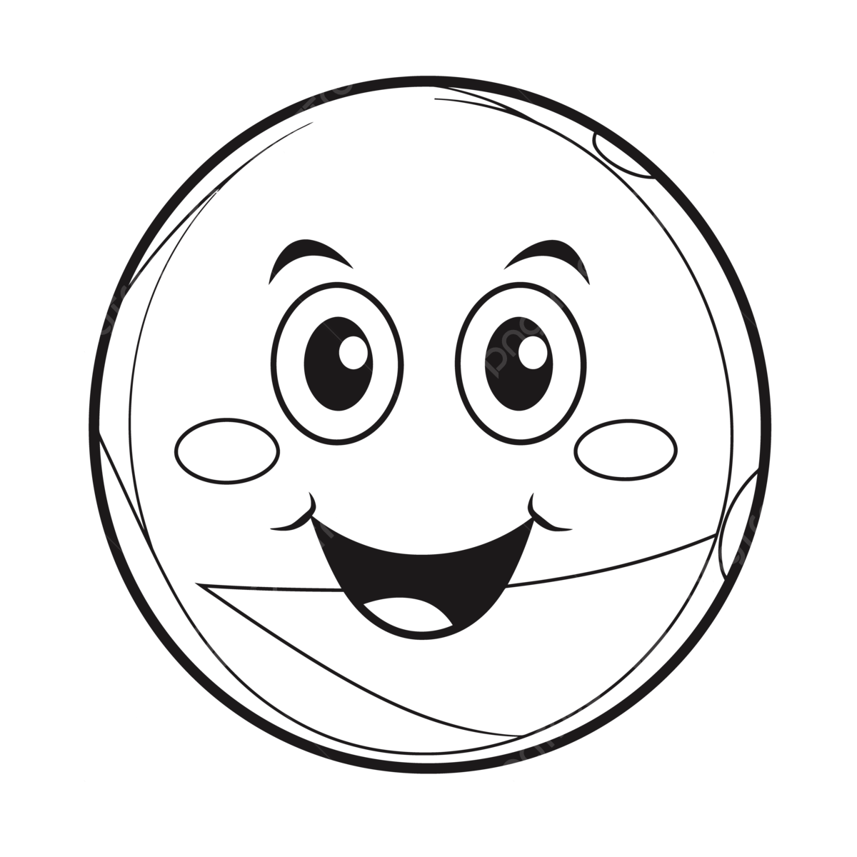 Wallpaper #1WfB-JIBSpphPi3-ior0179 Smiling Ball Coloring Page with a Smiling Face Outline Sketch Drawing