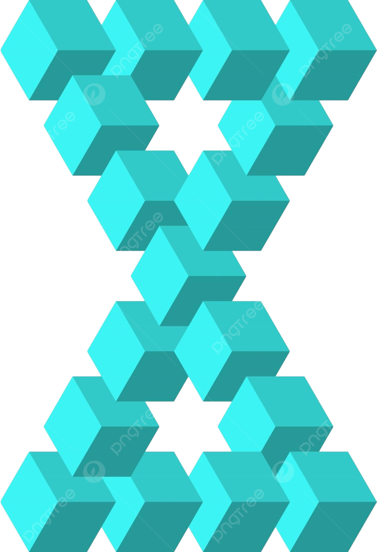 Wallpaper #9GcB_pIBSpphPi3-vp2c61 Turquoise Optical Illusion with Impossible Triangles and 3D Cubes
