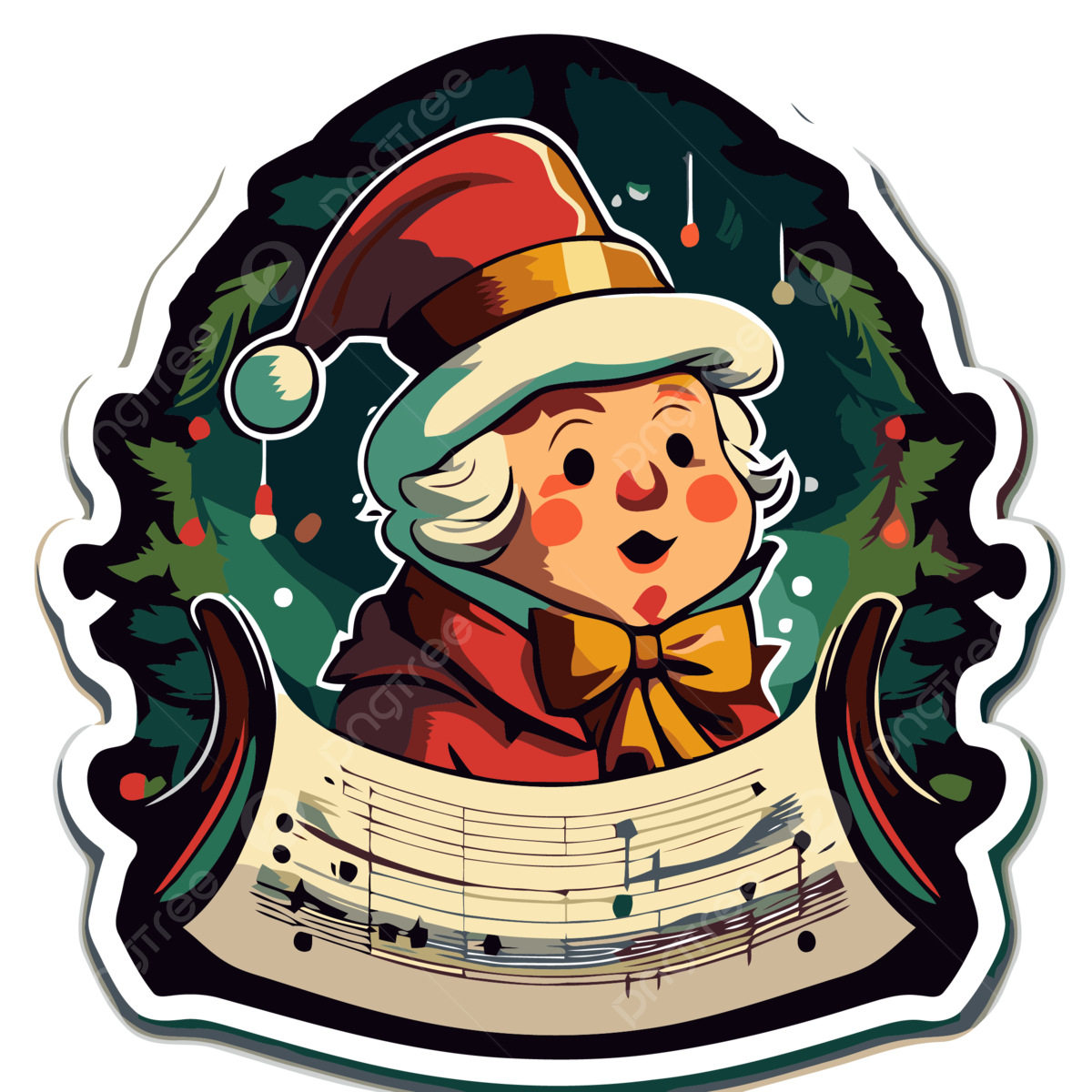 Wallpaper #mGeN_JIBSpphPi3-k5jI297 Sticker with a Robin and Christmas Music Notes Clipart Vector Sticker