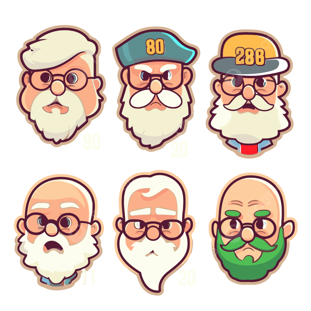 Wallpaper #1zEZNpMB5zzyi_yY1Vho330 Old Guys Stickers with Beards Vector Clipart Years Sticker Cartoon