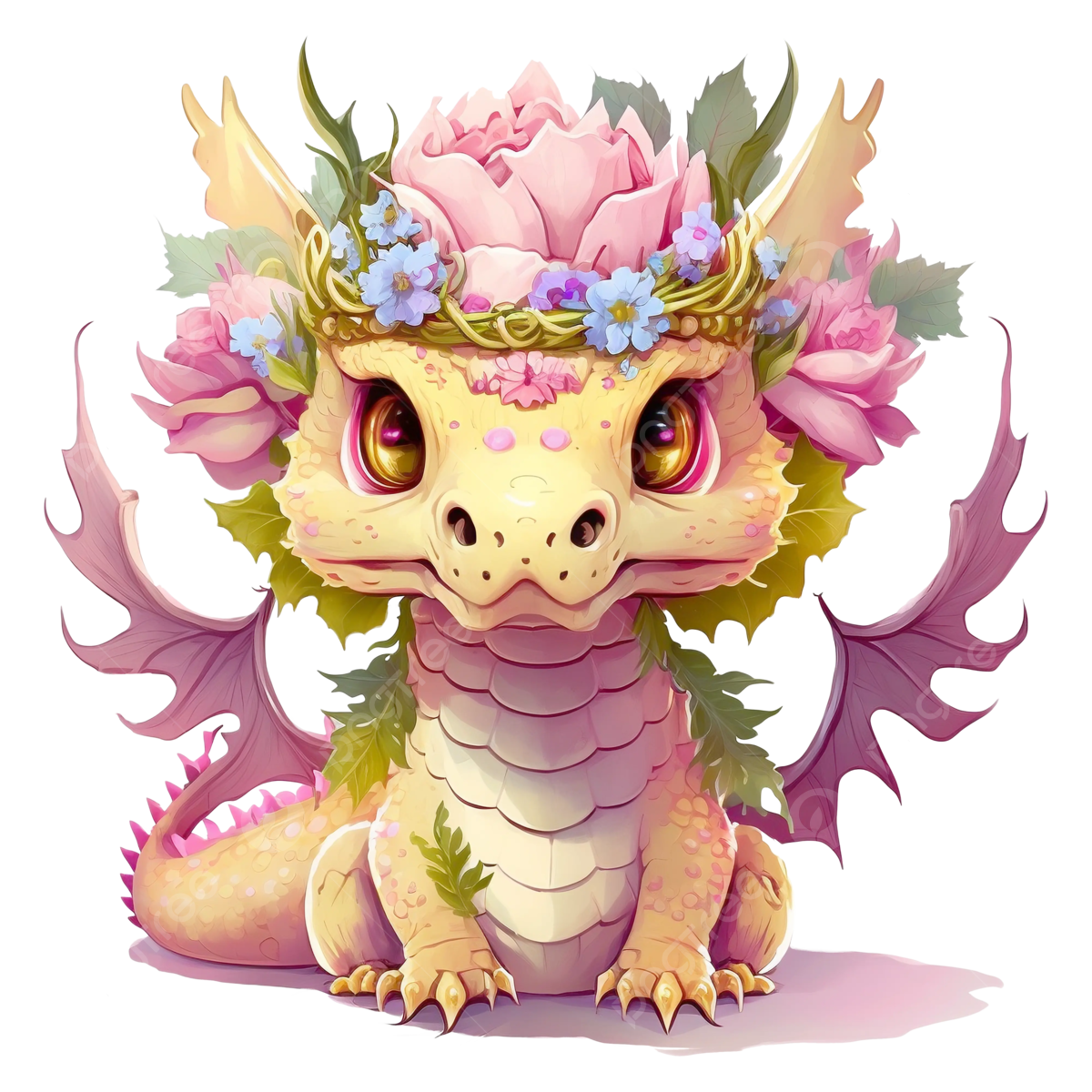 Wallpaper #6WeyDJMBSpphPi3-DN-t139 Cute Spring Dragon Watercolor Illustration AI Generated AI Generated
