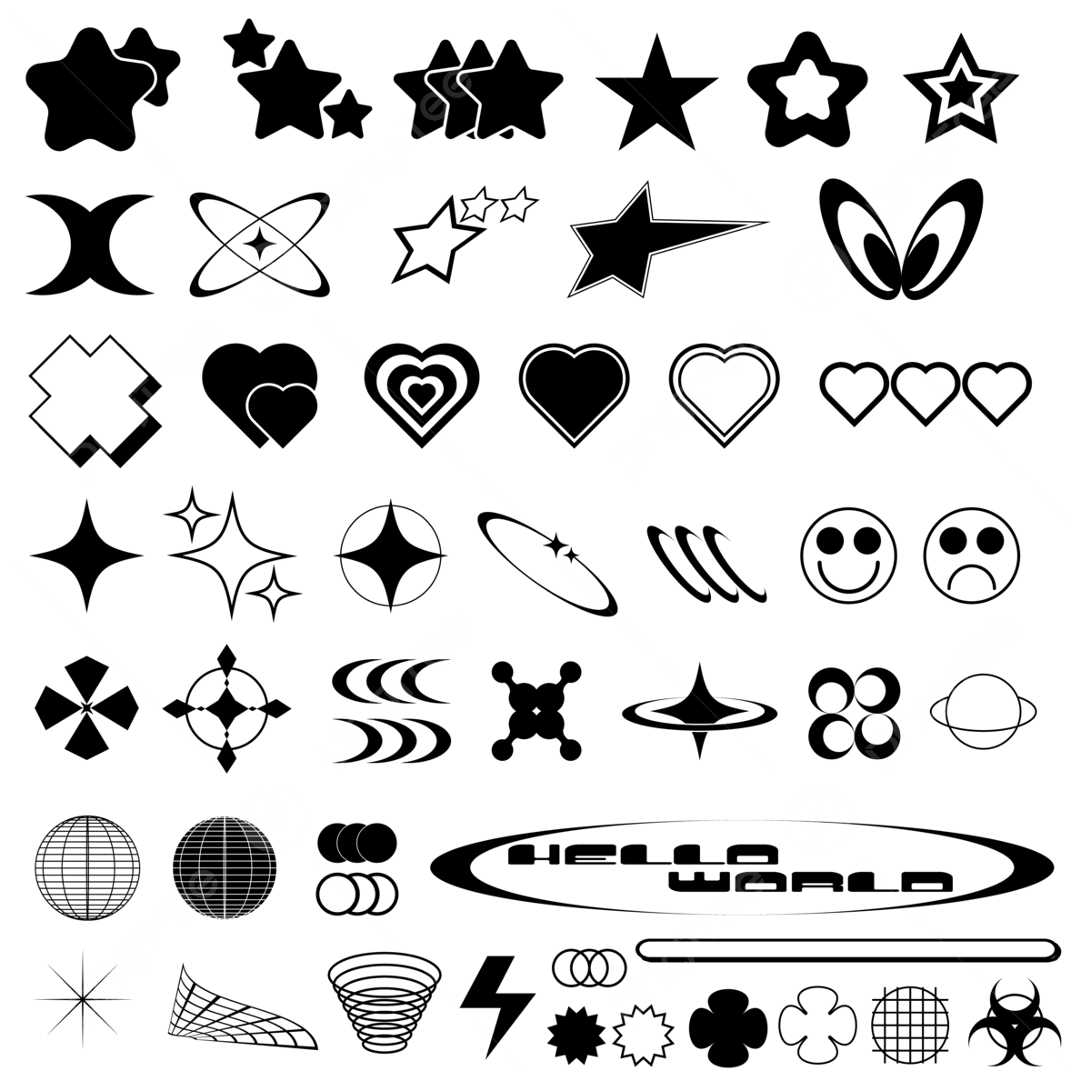 Wallpaper #5mdt8JIBSpphPi3-RGZx222 Pack De Formes Delements Graphiques Y2k Vecteur Png Y2k Formes an