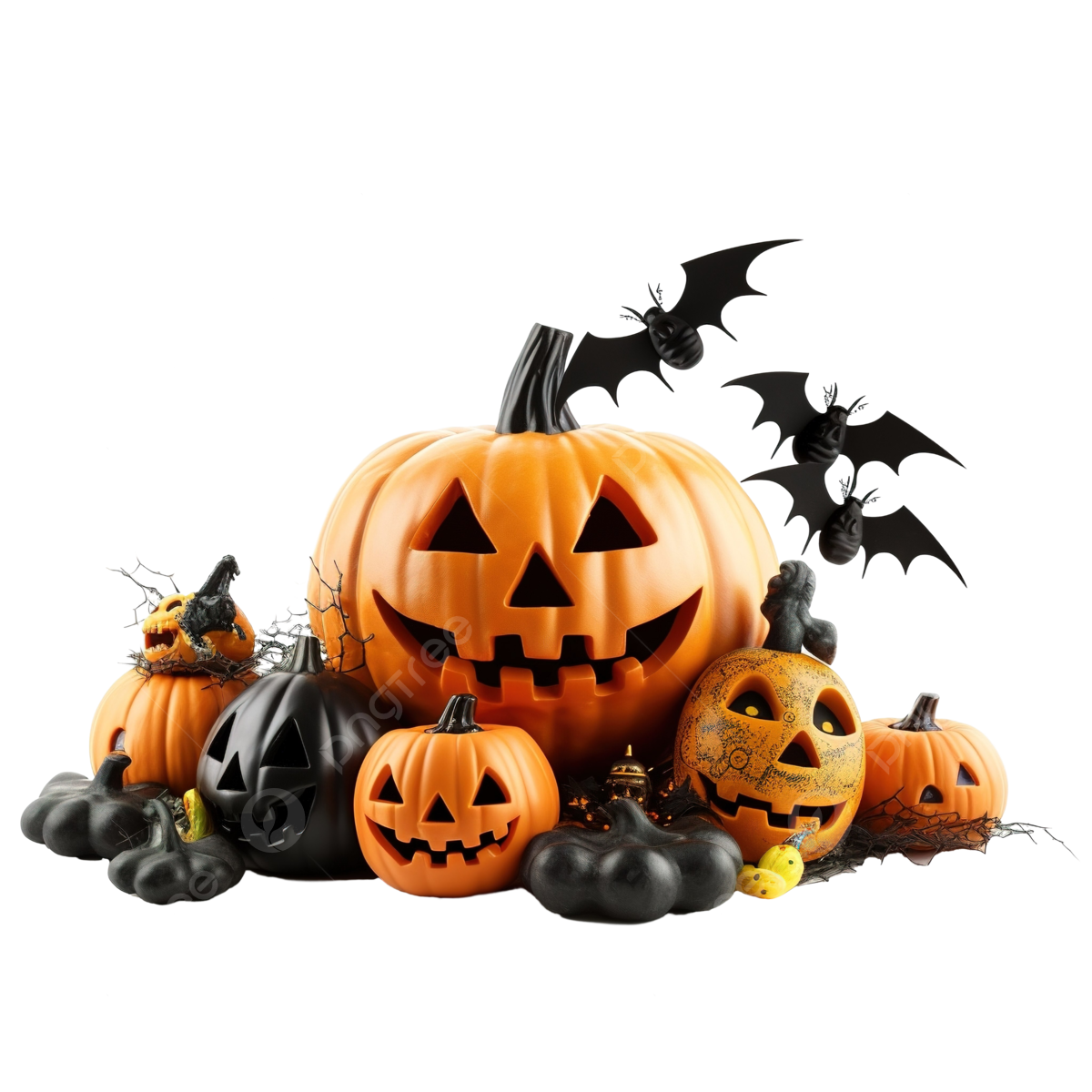 Wallpaper #lQMqZpMBpyOg8YnE0dqs313 Halloween Pumpkin with Halloween Party Objects Bats Spiders and