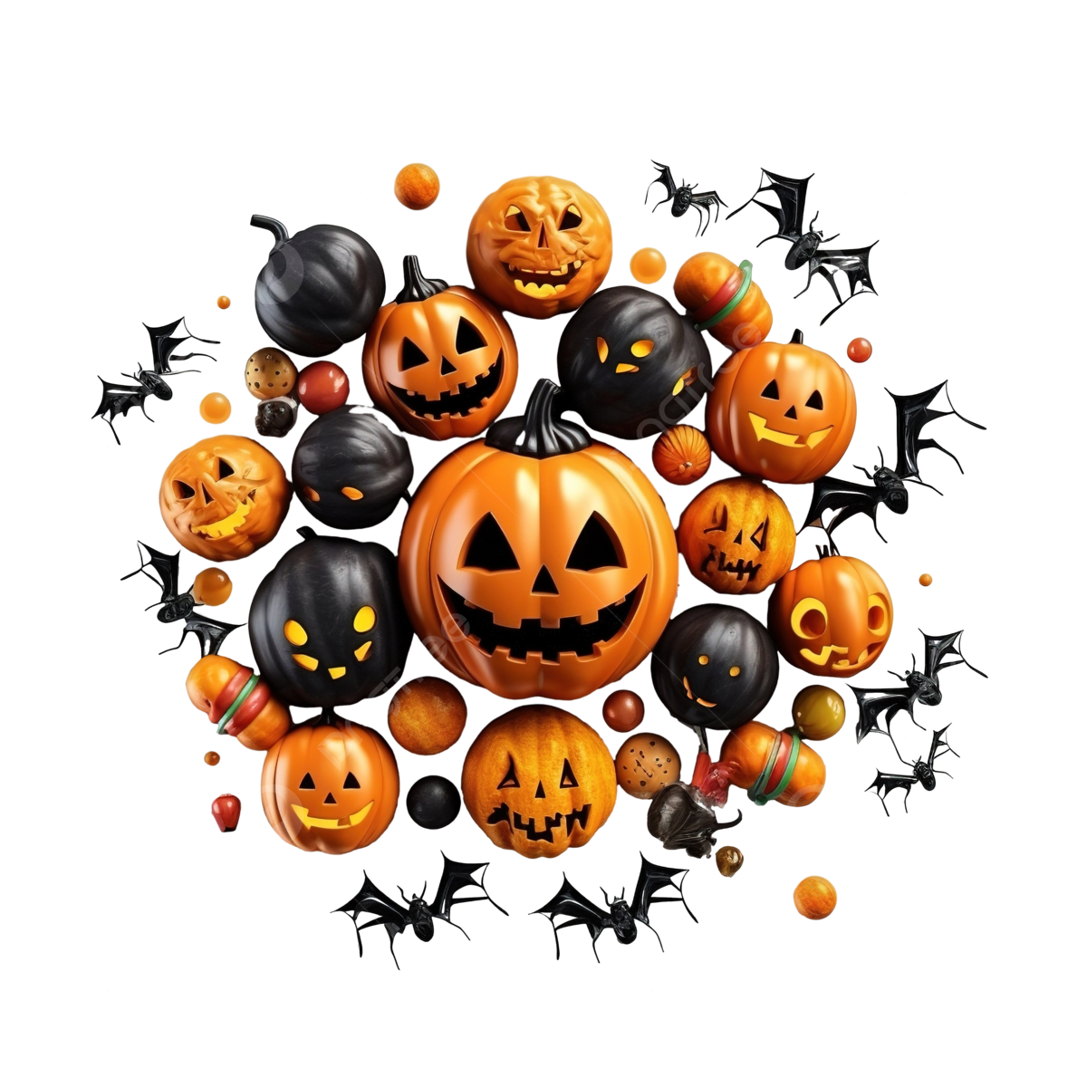 Wallpaper #lQMqZpMBpyOg8YnE0dqs310 Halloween Pumpkin with Halloween Party Objects Bats Spiders and