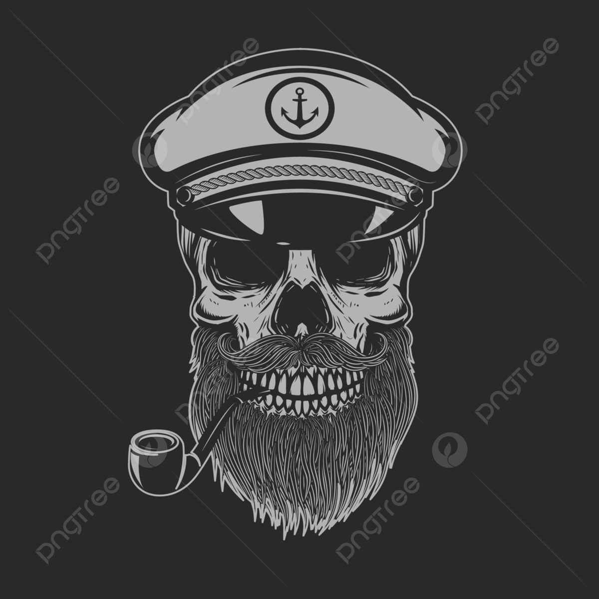 Wallpaper #0jEXNpMB5zzyi_yYPFik256 Sea Captain Vector Design Images Illustration of Bearded Skull of Sea