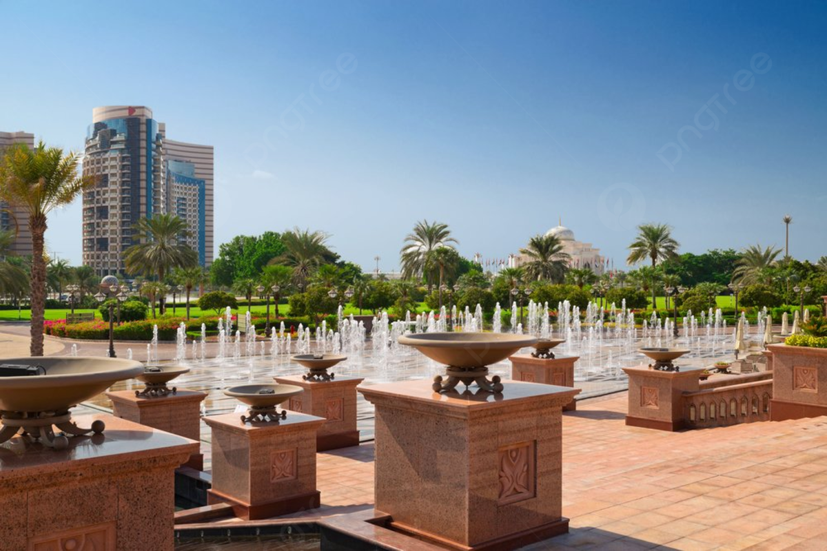 Wallpaper #133V844Bnwiau_P66w1T33 Park with Fountains in Abu Dhabi City Photo Background and Picture for