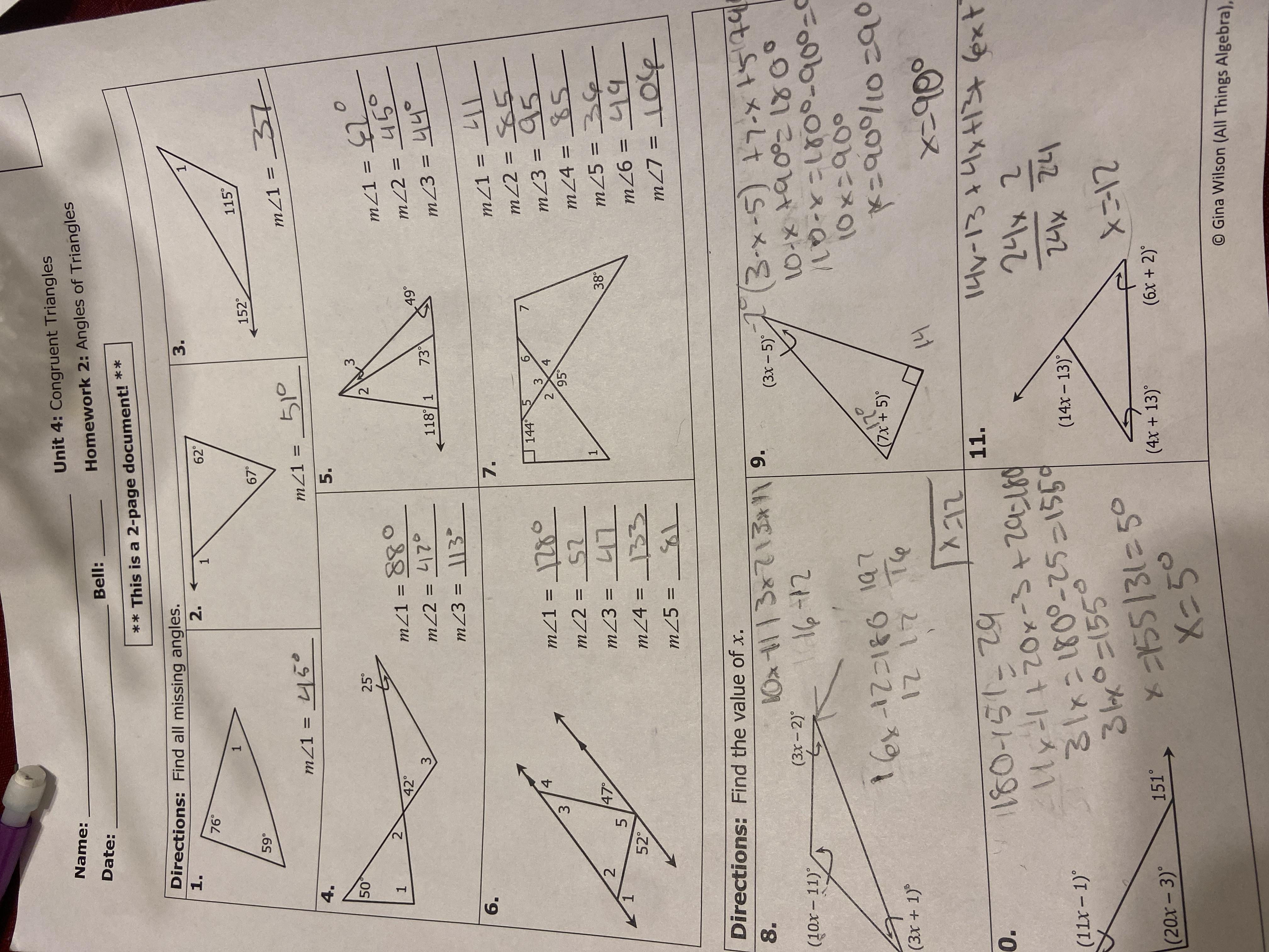 Wallpaper #_GcLCZMBSpphPi3-ZM3k74 Unit 4 Congruent Triangles Homework 2 Angles of Triangles Cityessay