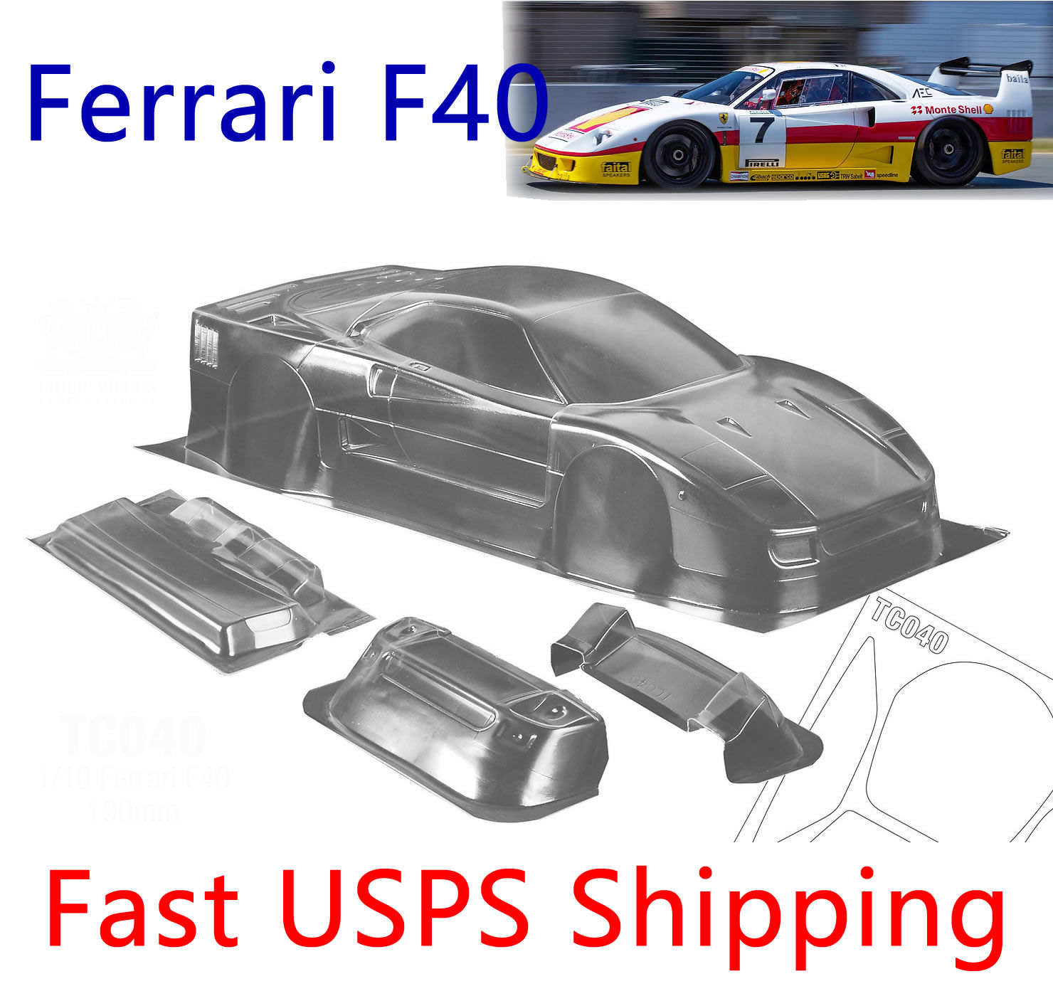 Wallpaper #fWjqHJMBSpphPi3-BySi185 110 Rc Drift Racing Touring Ferrari F40 Car Clear Transparent Body