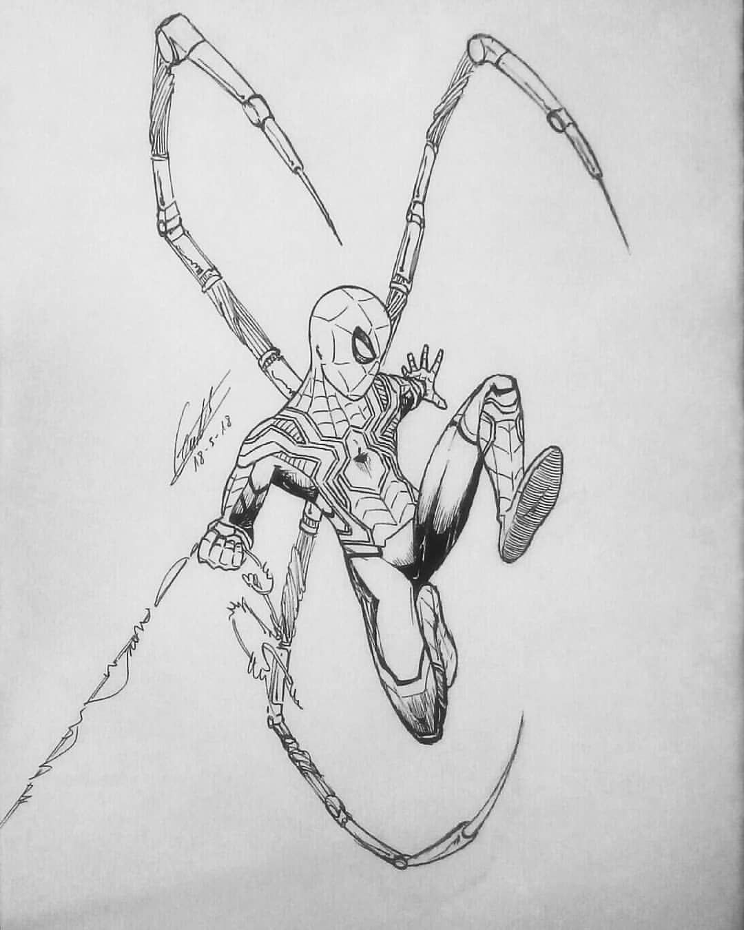 Wallpaper #rsYJM5MBVgN6TXj6C3eV42 Iron Spider Drawing at Paintingvalleycom Explore Collection of Iron