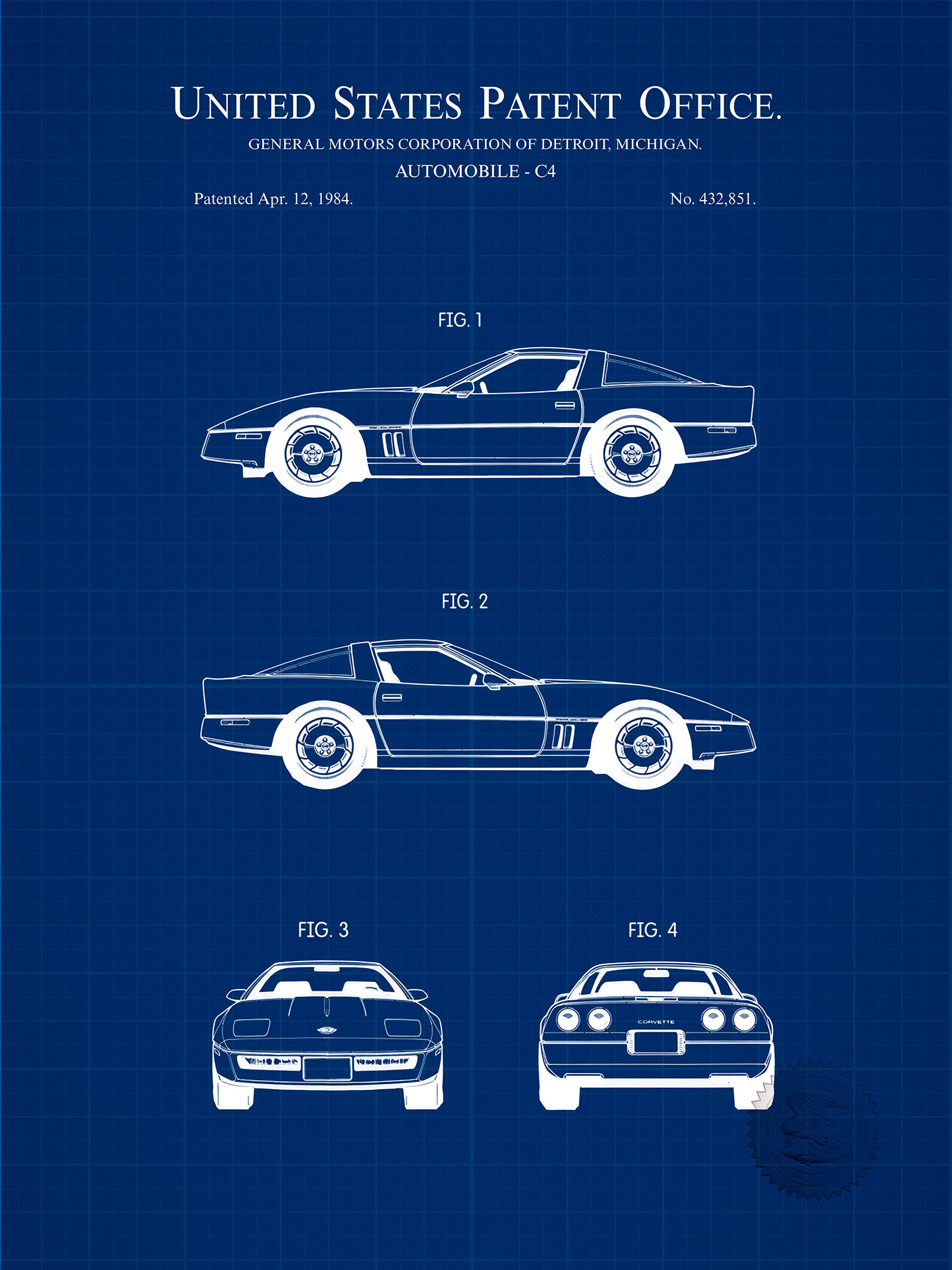 Wallpaper #q2dJDJMBSpphPi3-fd2b332 Corvette Print 1984 C4 Automobile Patent