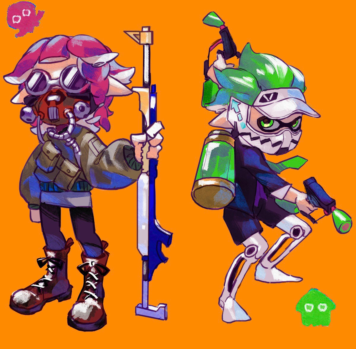 Wallpaper #Ymcr7JIBSpphPi3-aVFR169 Splatoon Inspired Inkling Girl and Boy Fanart
