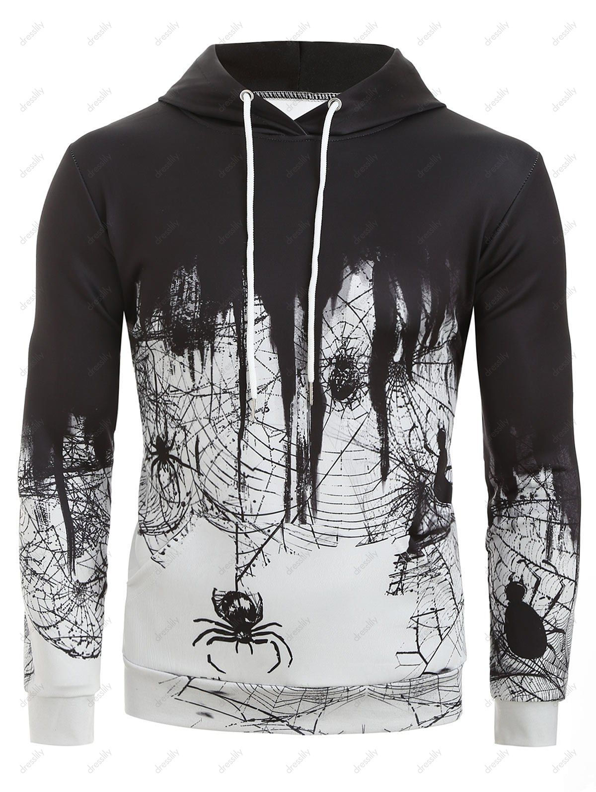 Wallpaper #sQMhZJMBpyOg8YnEWNZf262 27 Off 2021 Spider Web Print Casual Hoodie in Light Gray Dresslily