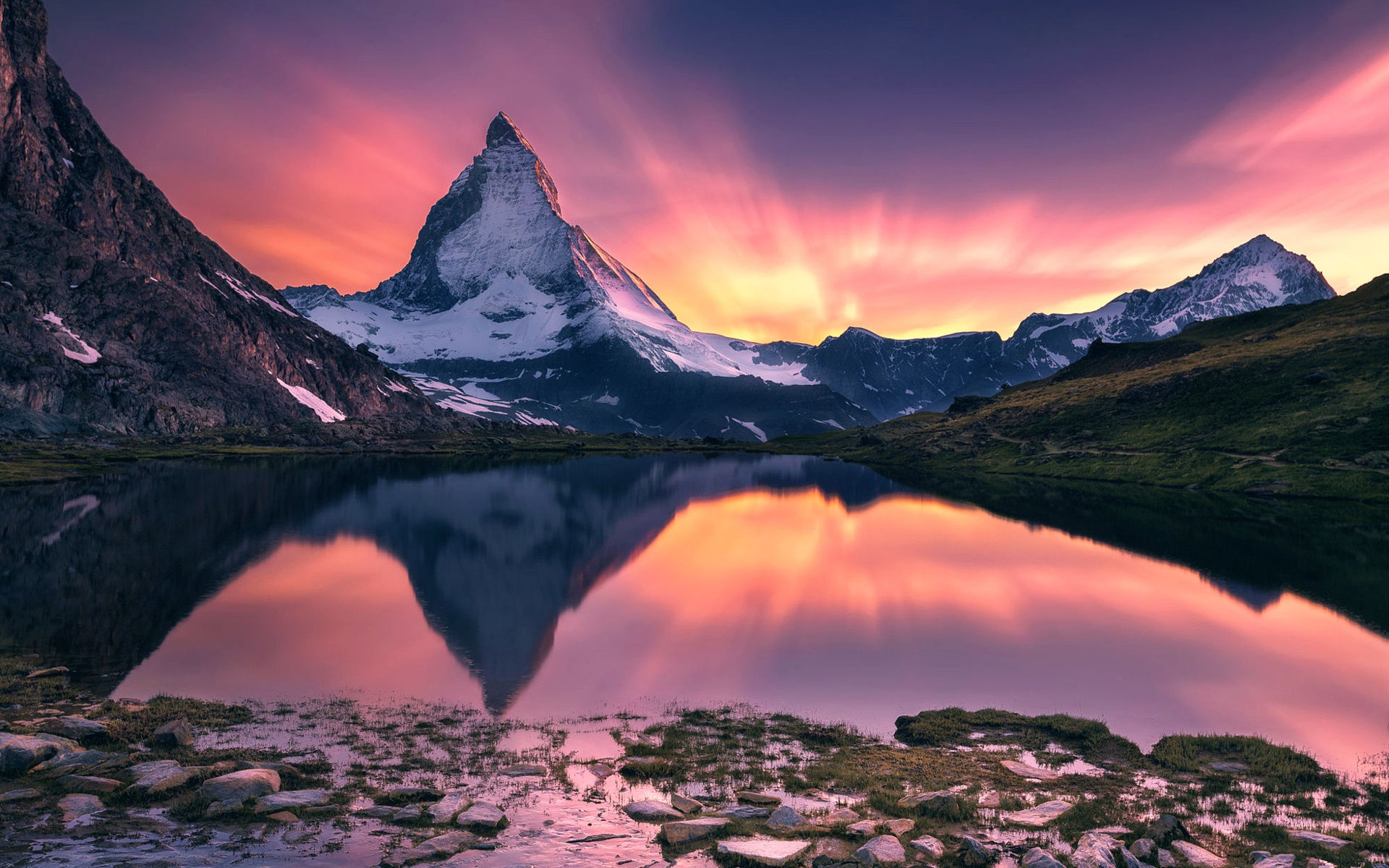 Wallpaper #riwuSpMB0E1QgA7wM_Vp28 Wallpaper Matterhorn Beautiful Sunset Landscape Mountain Lake Water