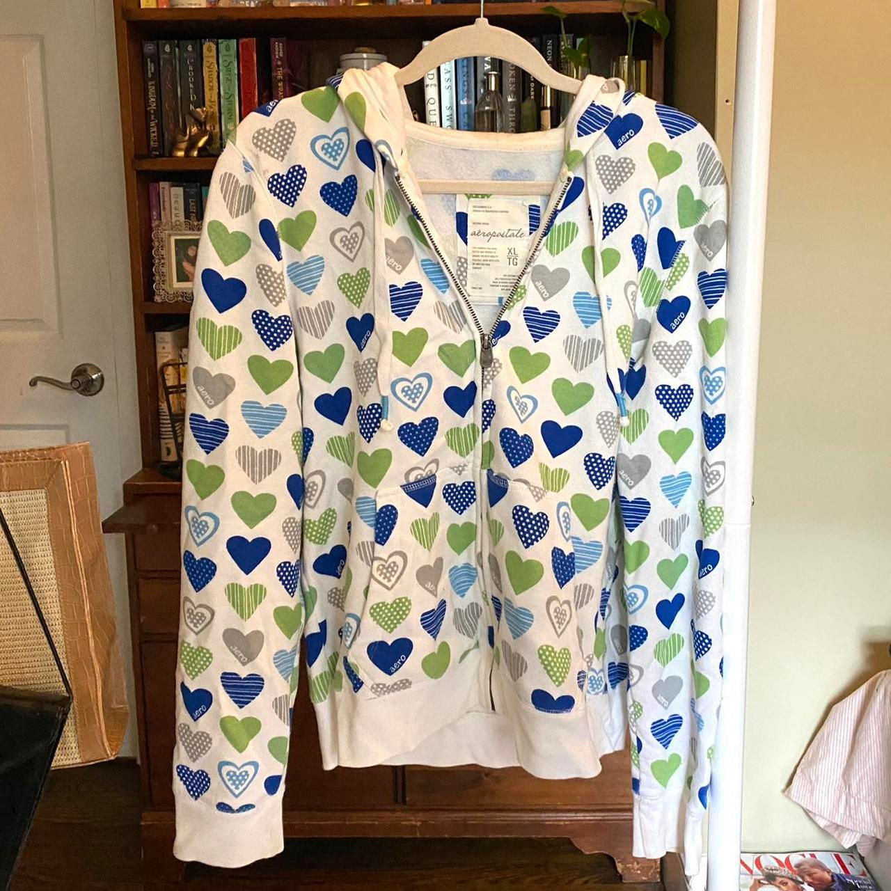 Wallpaper #Tmd395IBSpphPi3-tobx243 Blue and Green Heart Pattern Zip Up Fits Like a Depop