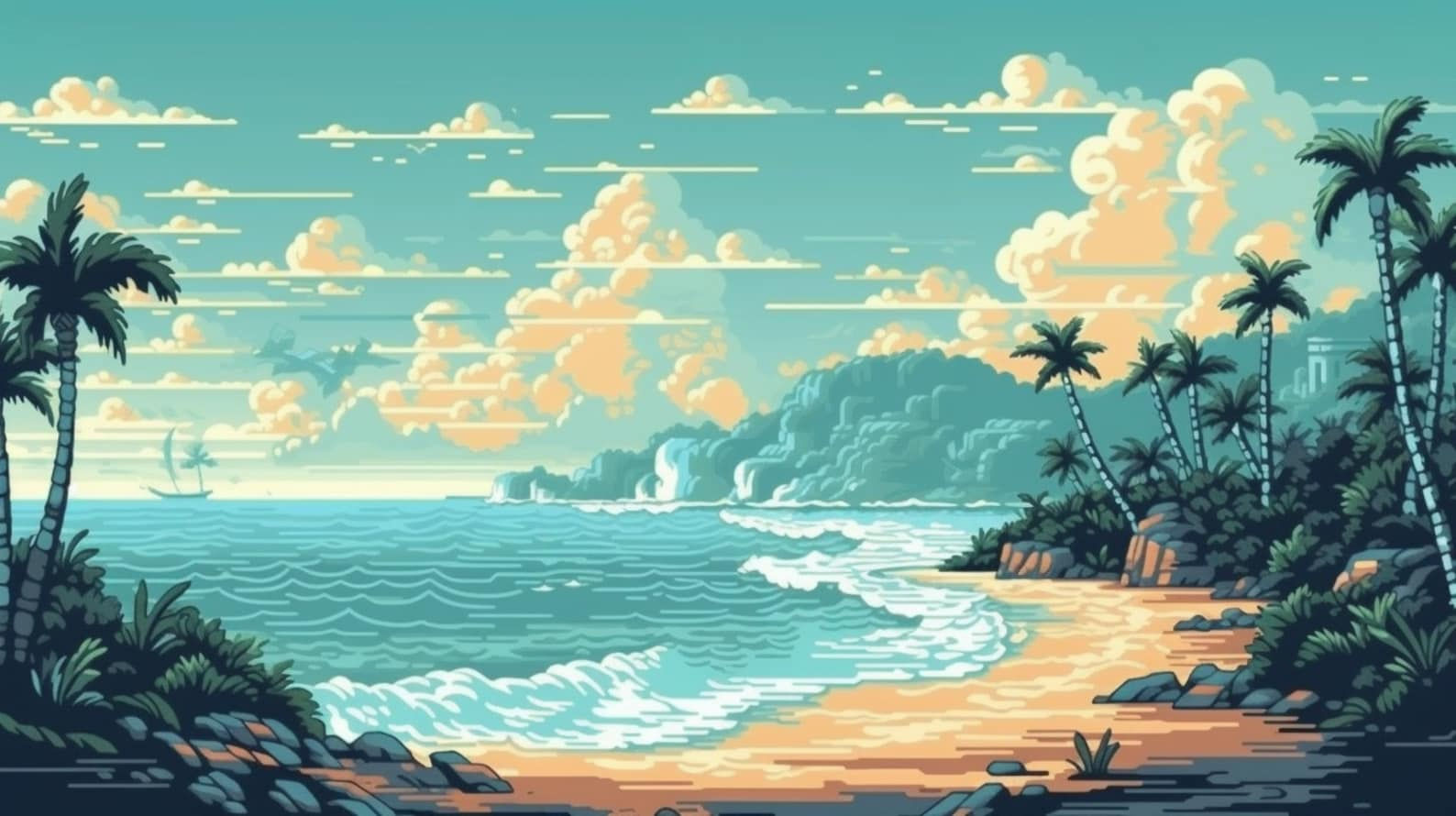 Wallpaper #sG3YZ5cBycdYOYFTvG94177 16 Pixel Art Beach Backgrounds Pixel Art Background Video Game
