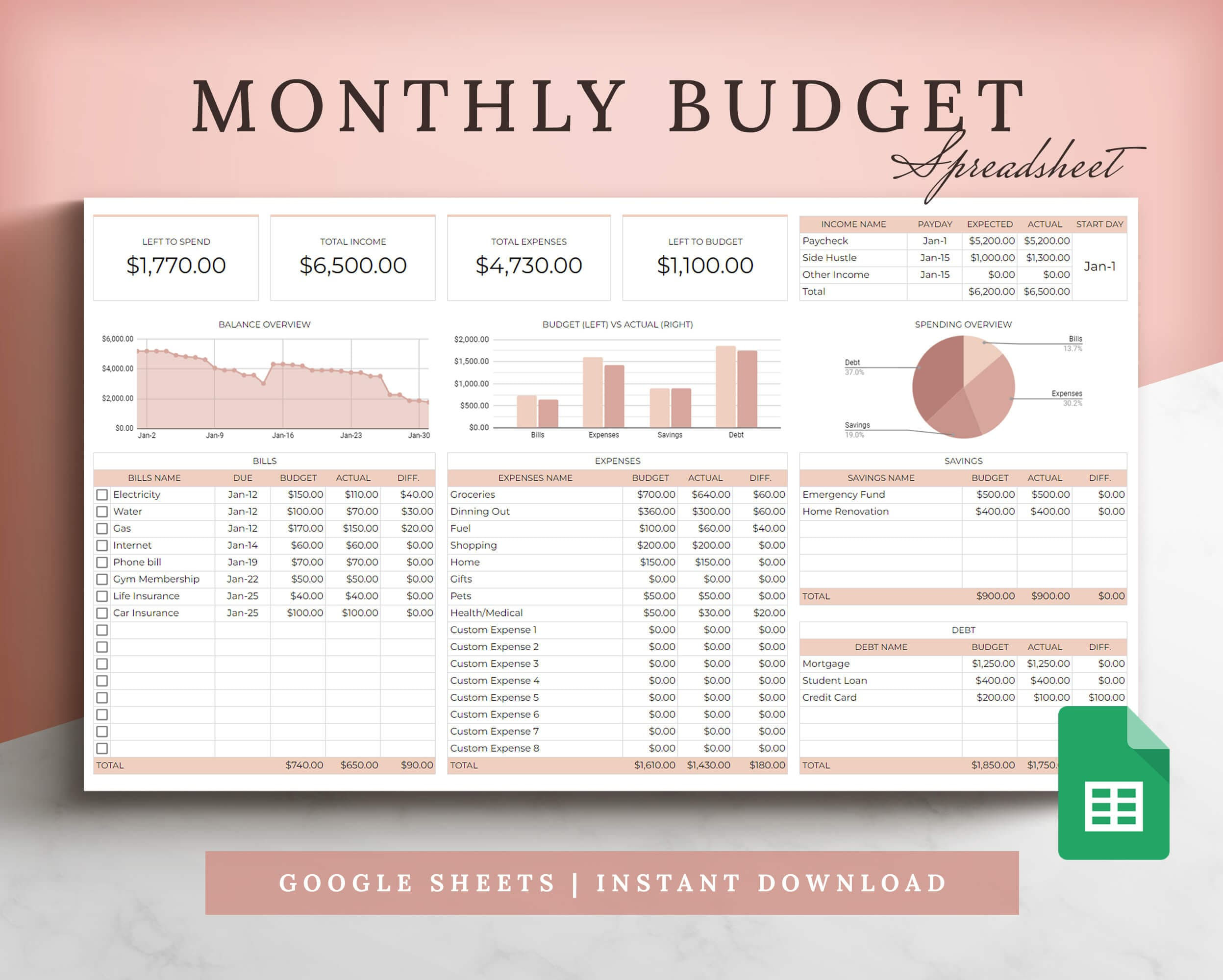 Wallpaper #0CC73 Free Monthly Budget Spreadsheet Template Excel Google Sheets