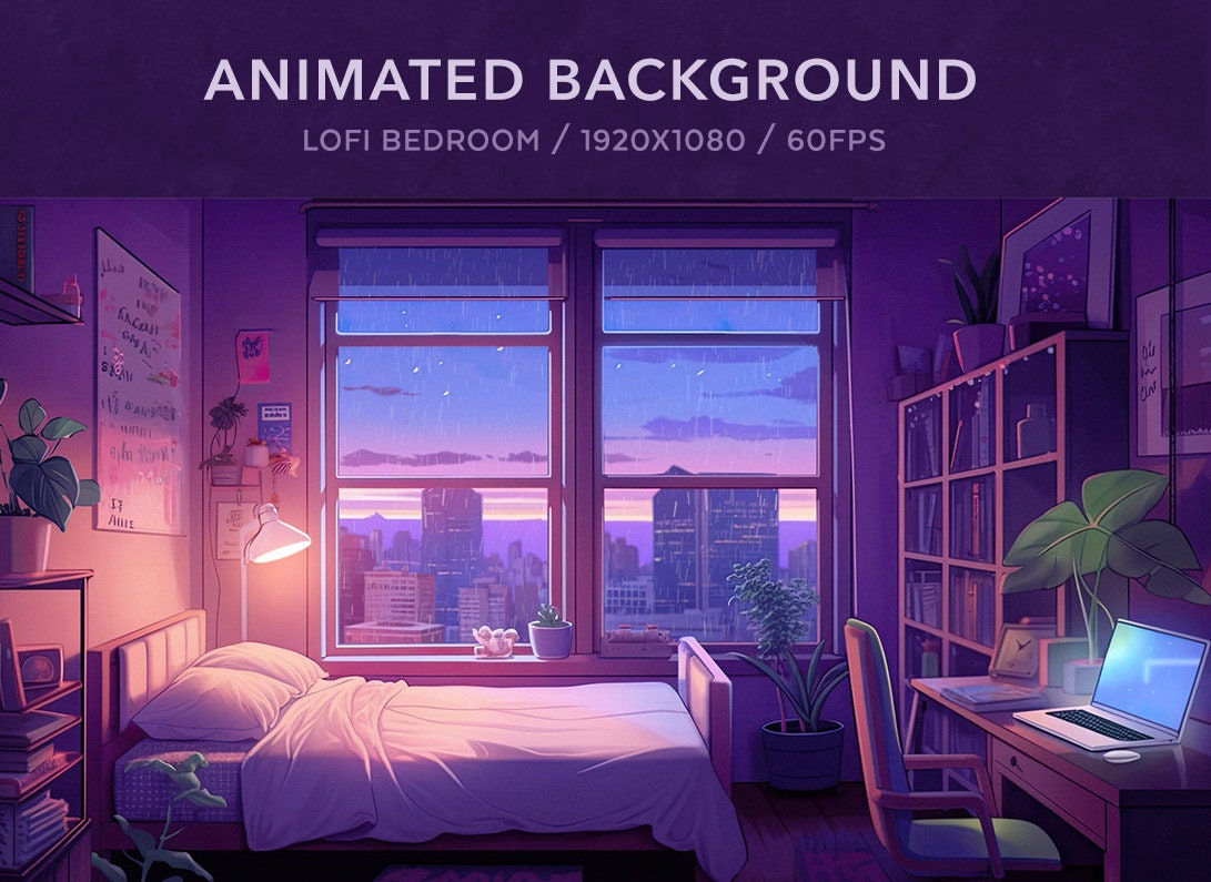Wallpaper #MWcjC5MBSpphPi3-X9jd316 Fondo De Vtuber Animado Cozy Lofi Purple Bedroom Looped Vtuber