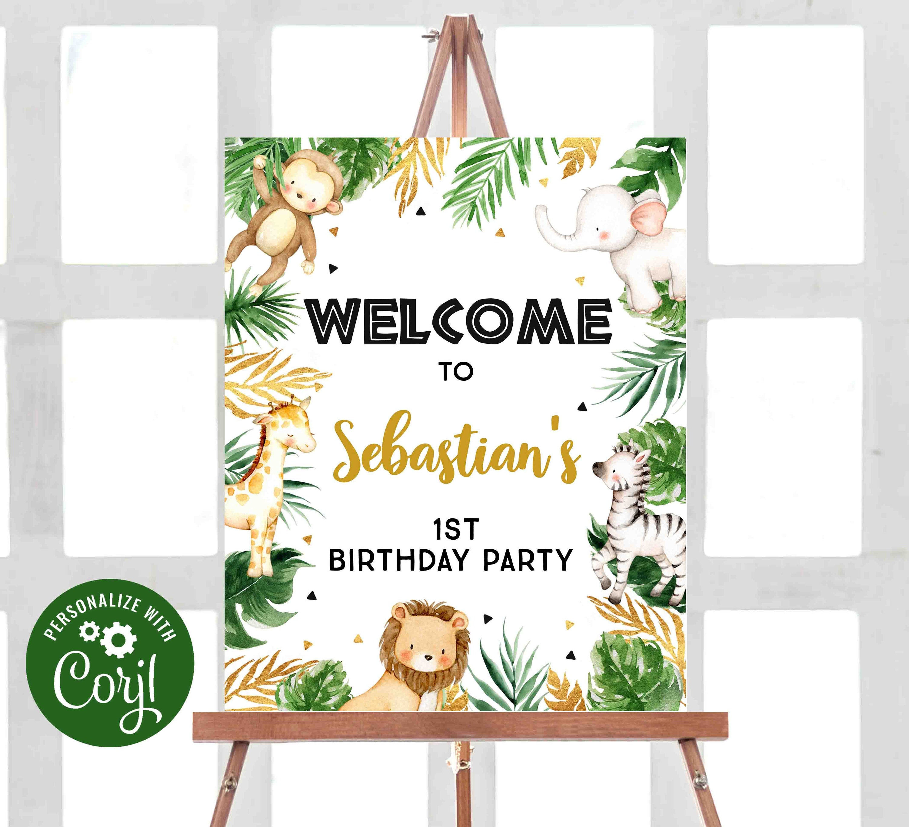 Wallpaper #PDHeNZMB5zzyi_yYylio11 Editable Safari Welcome Sign Gold Safari Jungle Birthday Etsy Australia