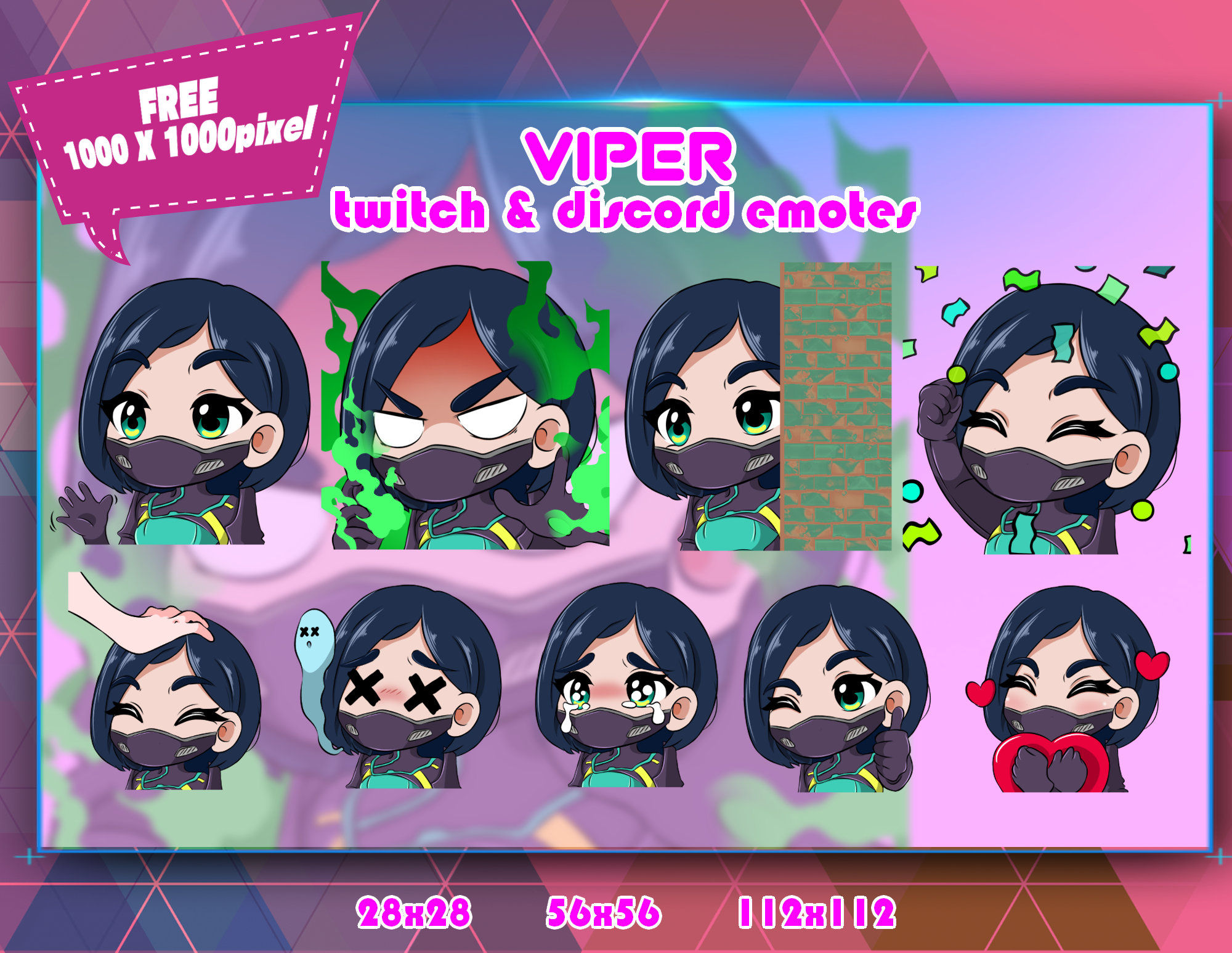 Wallpaper #F551B Jett Valorant Chibi Twitch Emotes Pakket Discord Etsy Nederland