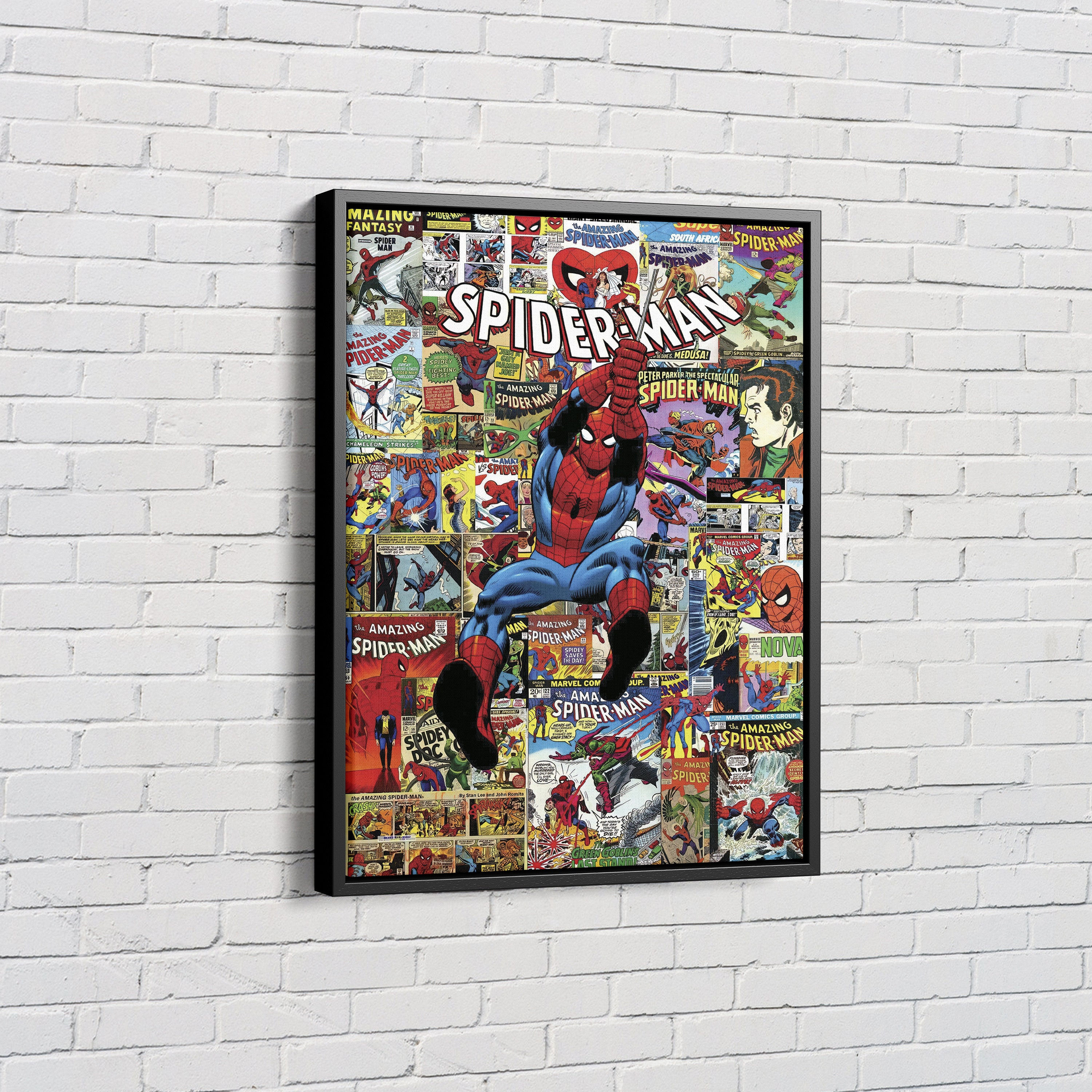 Wallpaper #9zF2NZMB5zzyi_yYU1bc121 Spiderman Collage Art Poster Comics Canvas Wall Art Home Decor Etsy