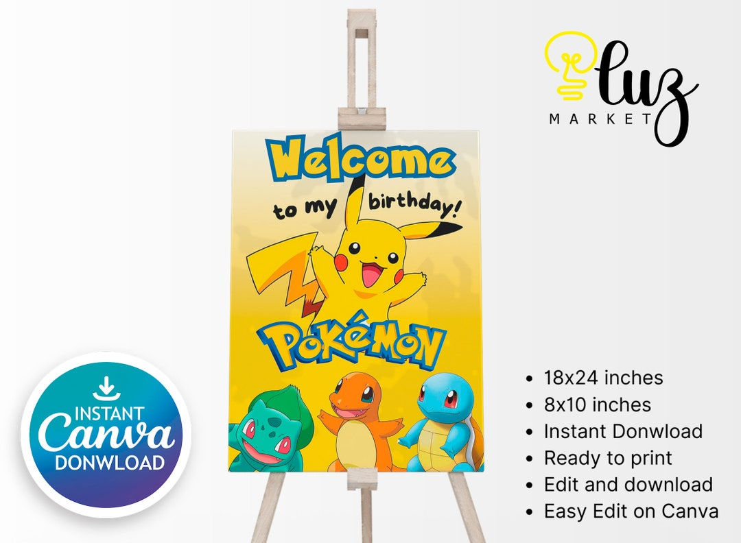 Wallpaper #PDHeNZMB5zzyi_yYylio90 Pikachu Birthday Welcome Sign Poke Custom Birthday Welcome Sign