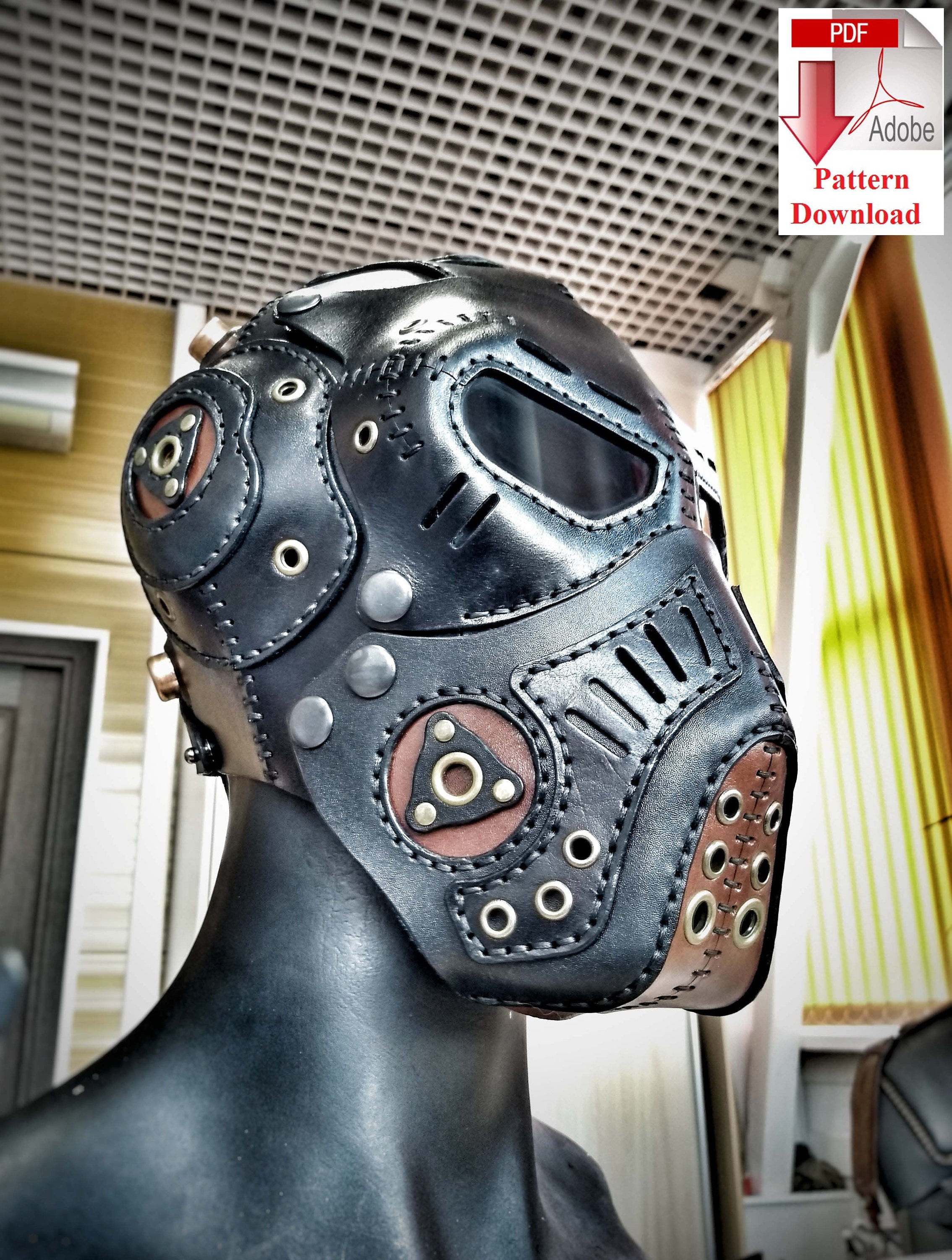 Wallpaper #27iuPpIBJvJKYCmE4csH41 Pattern Pdf Leather Steampunkdieselpunk Mask V19 Etsy