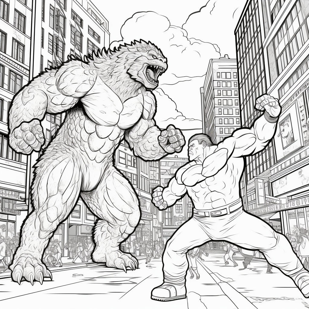 Wallpaper #1u_fTJMBMN-XEVvVqz47174 Godzilla vs King Kong Coloring Book for Adults and Kids Hours of