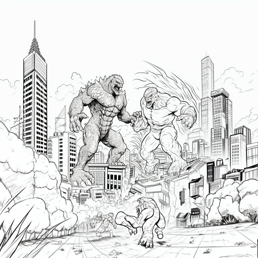 Wallpaper #1u_fTJMBMN-XEVvVqz47360 Godzilla vs King Kong Coloring Book for Adults and Kids Hours of