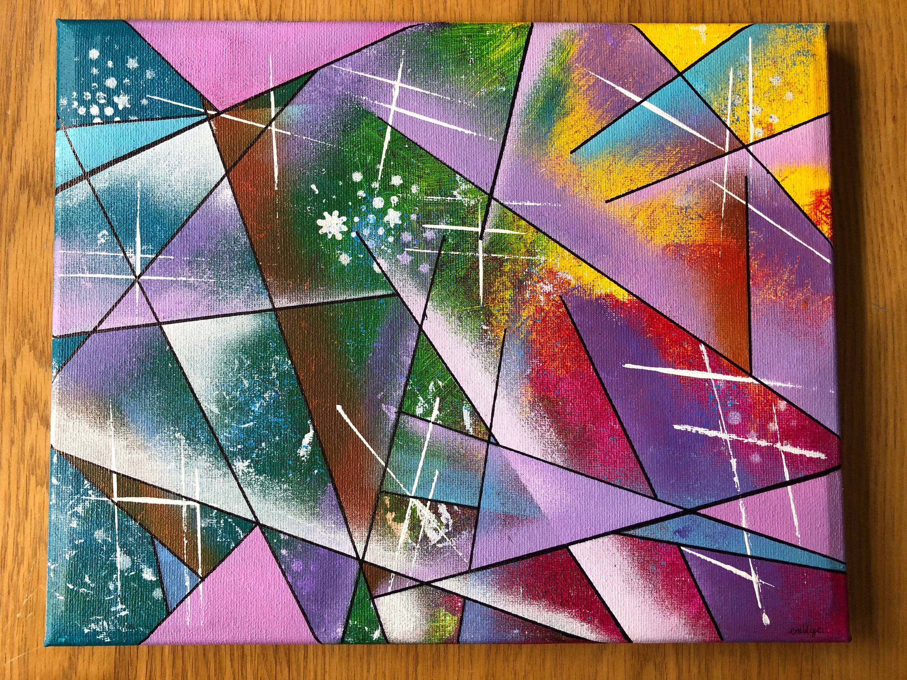 Wallpaper #S20wapcBycdYOYFTz3G41 Original Colourful Geometric Abstract Painting on 30 X 24 Cm Etsy Uk