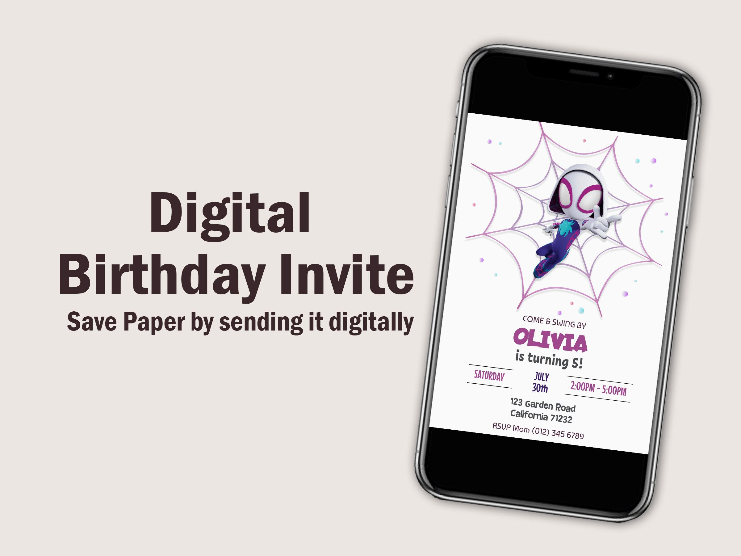 Wallpaper #nfRnOpMBKFX8bn3rLXiG67 Ghost Spider Birthday Invitation Gwen Stacy Birthday Party Etsy Uk