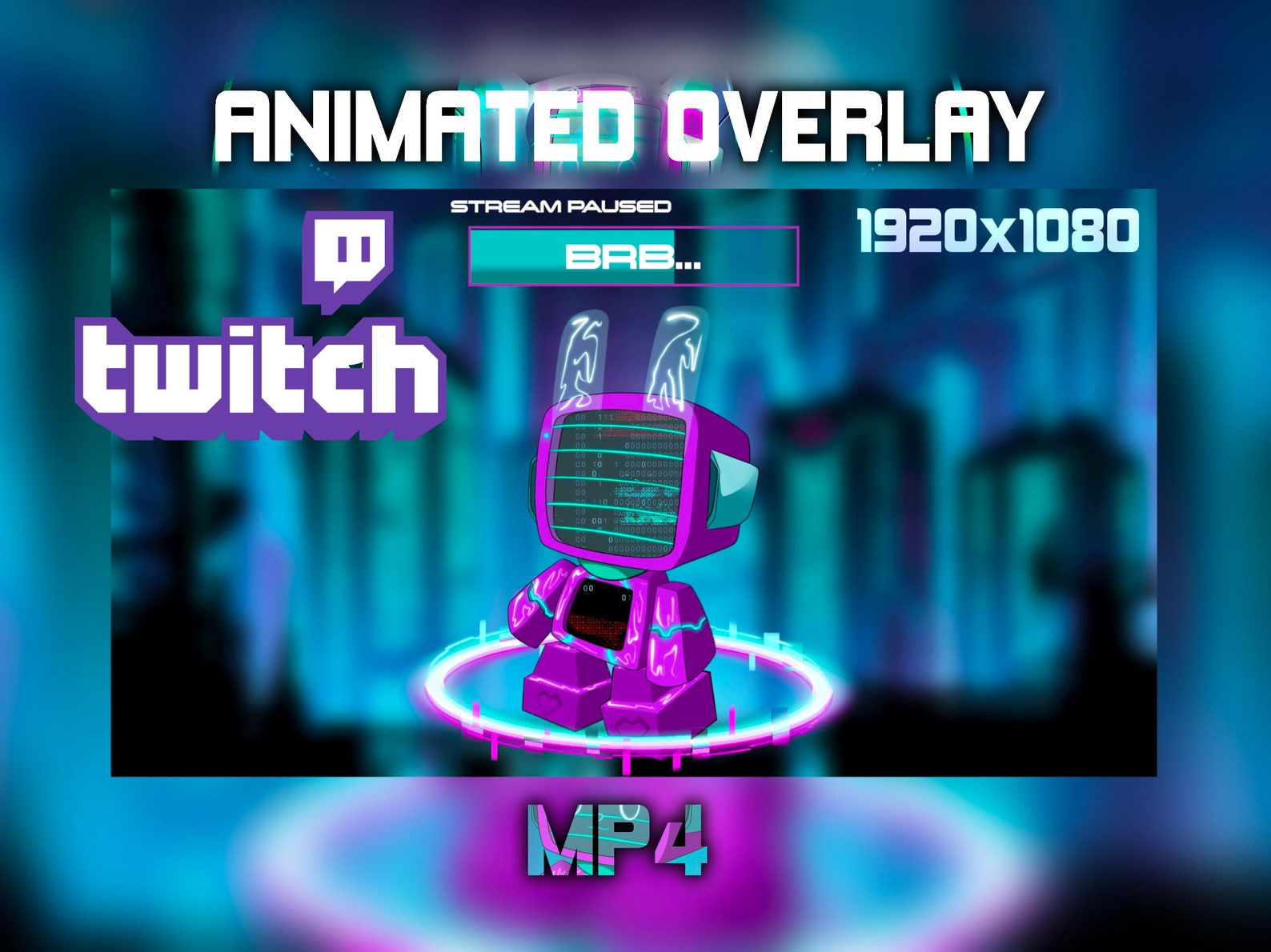 Wallpaper #qa3MMZMBKf019FdaUxGB235 X3 Cyberpunk Bunny Animated Twitch Overlays X2 Animated Kawaii Robot