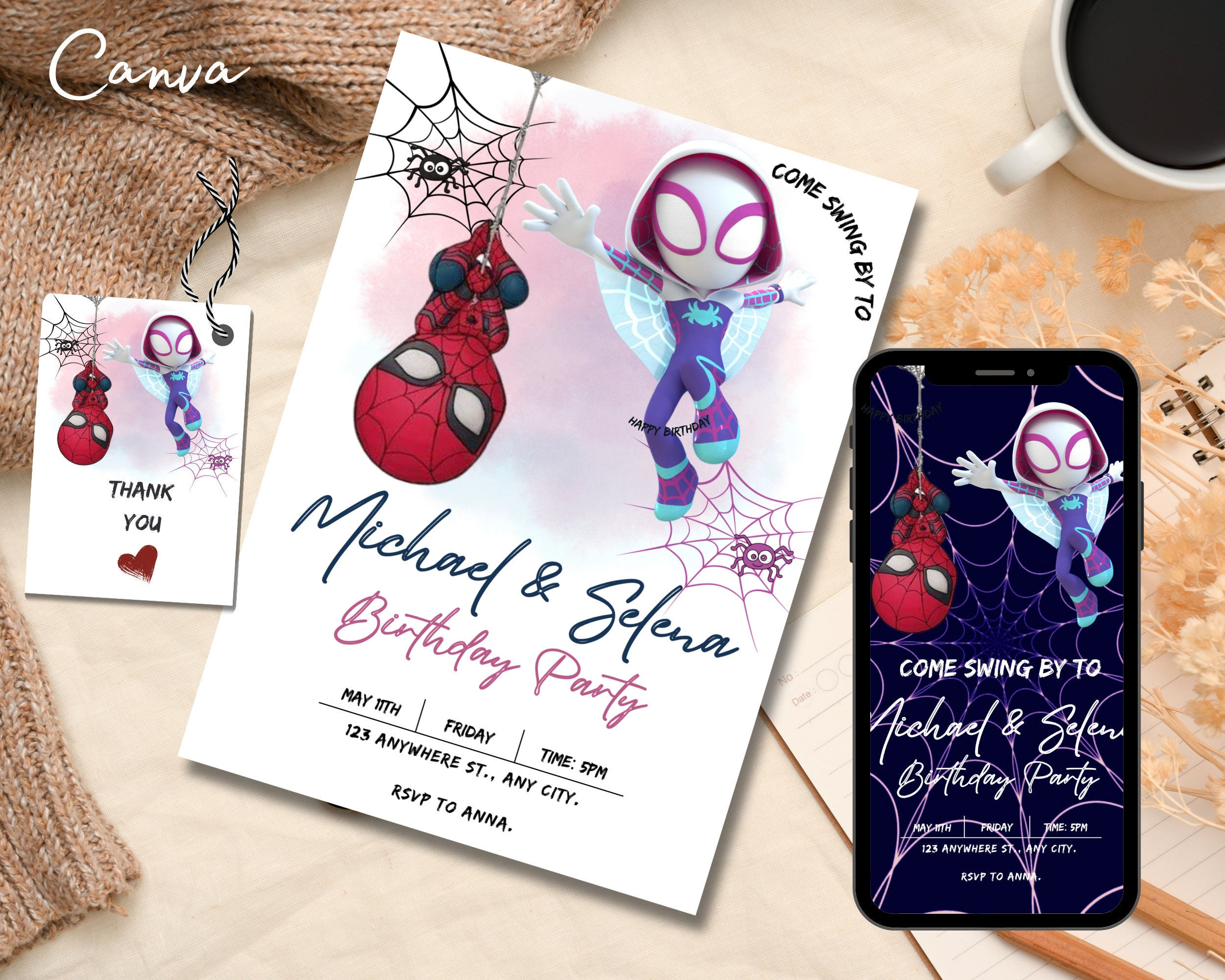 Wallpaper #XPTBOZMBKFX8bn3rFHcU33 Ghost Spider Birthday Invitation Gwen Spider Man Birthday Invitation