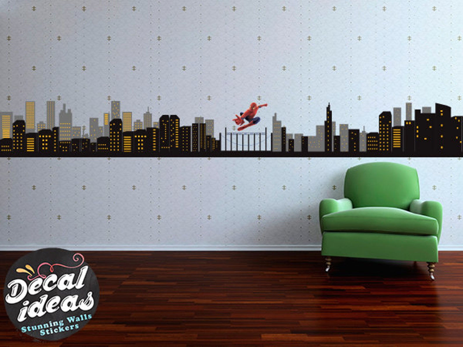 Wallpaper #EGiVFpMBSpphPi3-6QxI287 Superhero Spiderman Wall Decal Spiderman City Skyline Wall Etsy