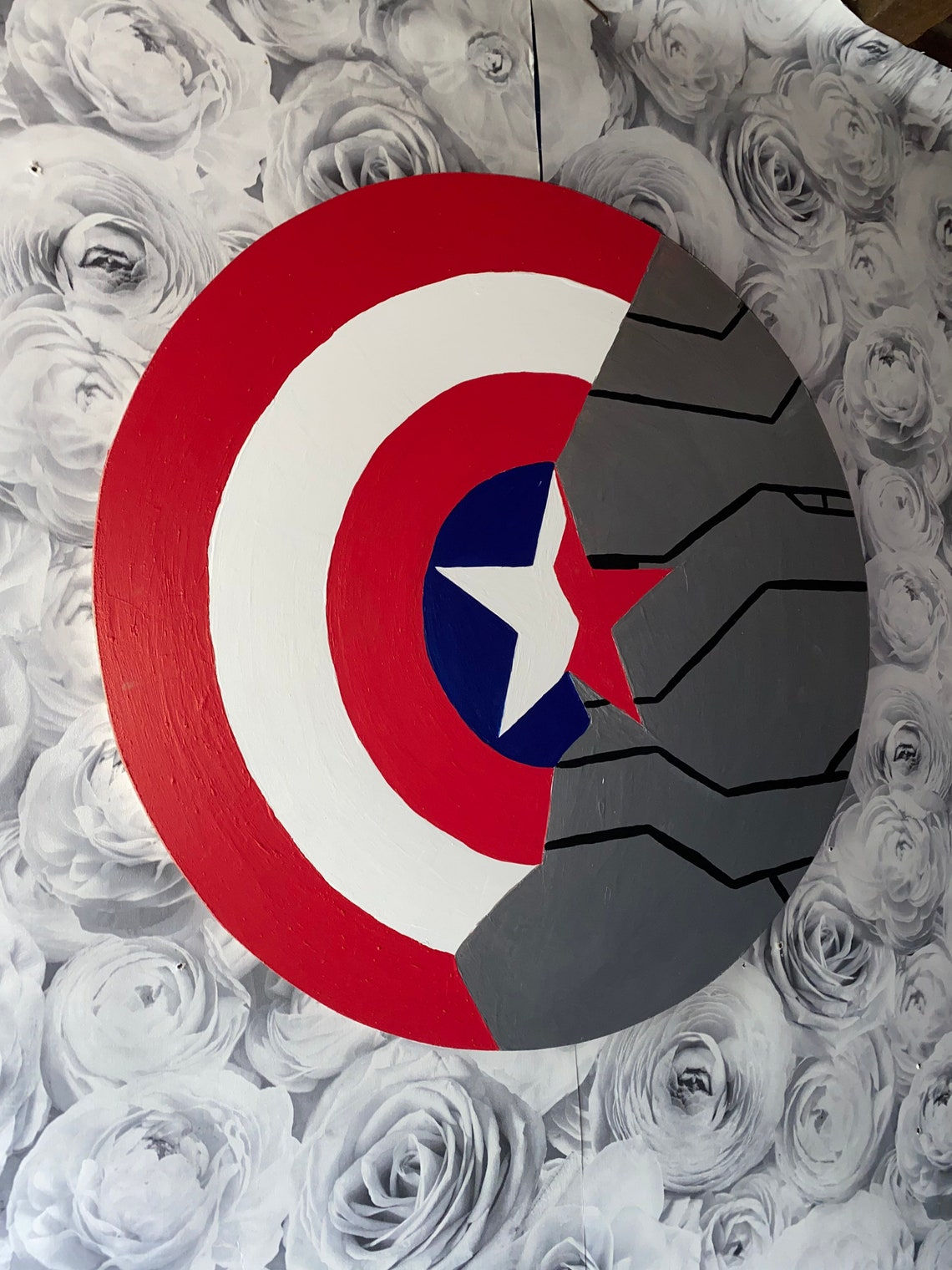 Wallpaper #iXQbxY4B_8f4nGFaZnDm36 Large Captain America X Winter Soldier Shield Wall Hanging Etsy