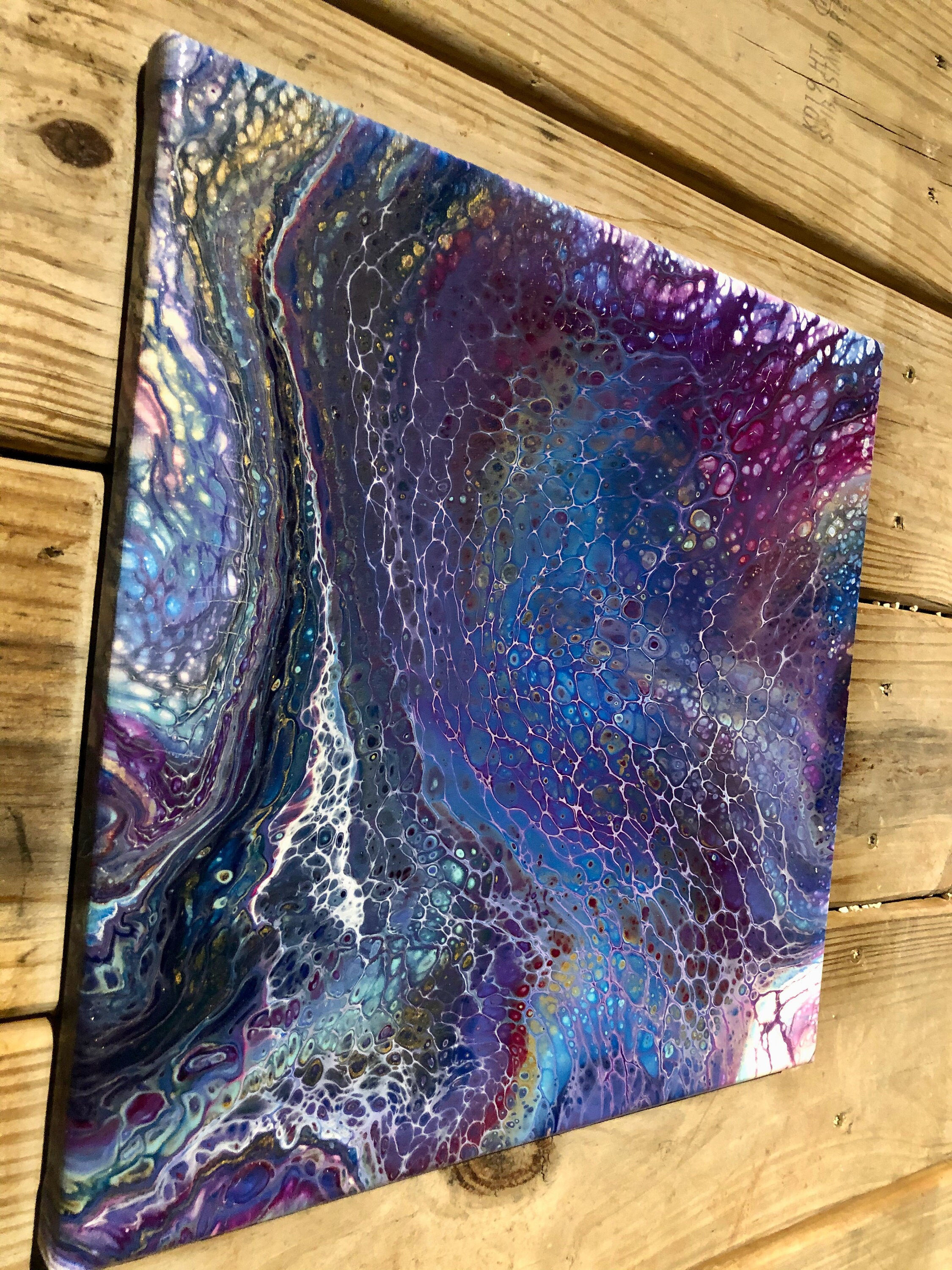 Wallpaper #9b753 Original Rainbow Oil Slick Acrylic Pour Painting on Etsy