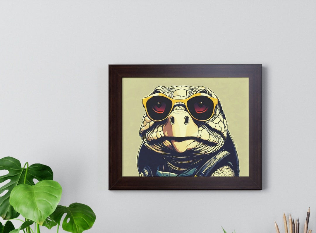 Wallpaper #KO9sS5MBMN-XEVvVwjtk17 Cyberpunk Turtle Wearing Sunglasses Framed Horizontal Poster Etsy