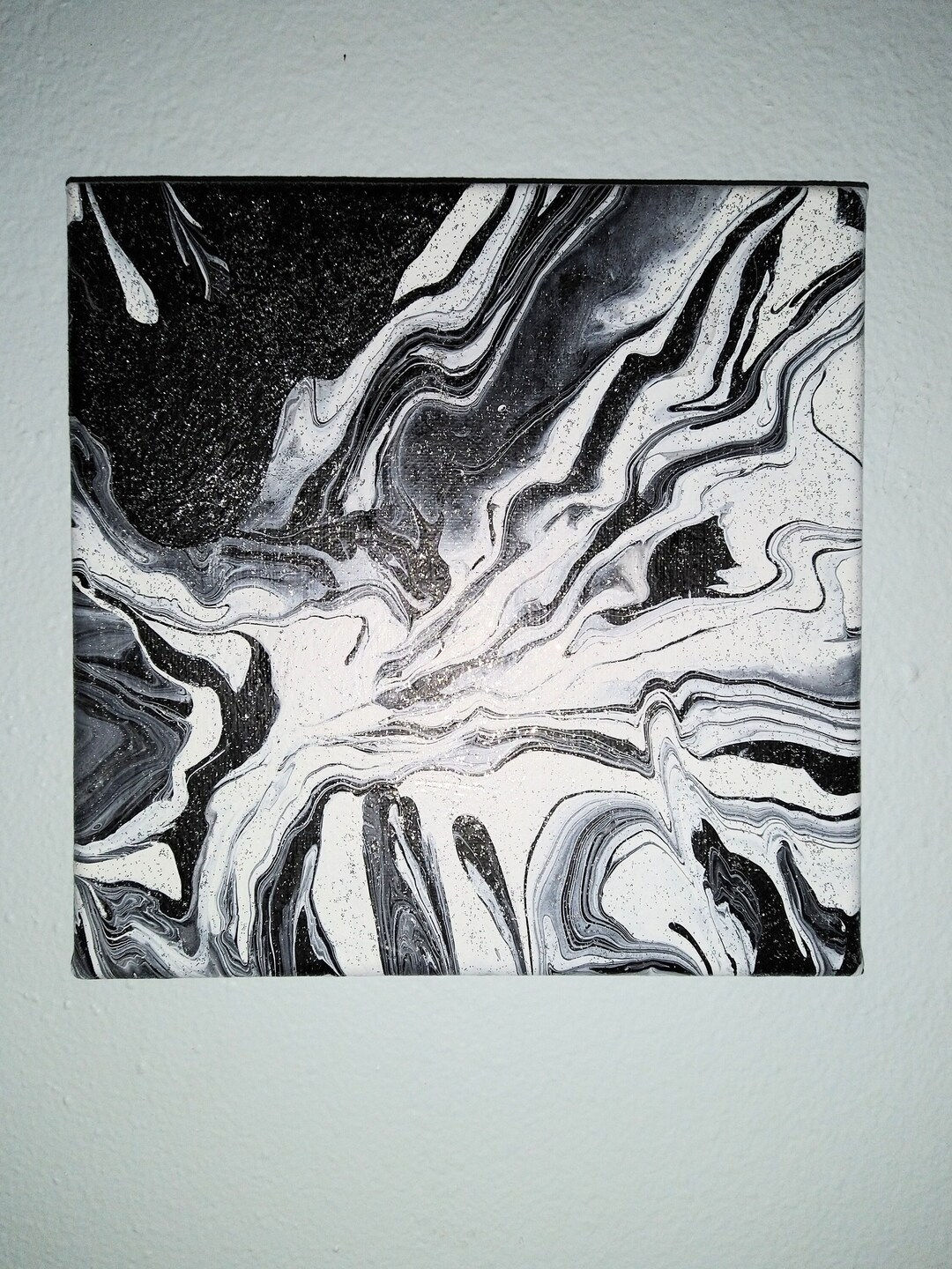Wallpaper #jri8jJIBJvJKYCmEDtPW32 Original Abstract Acrylic Fluid Art Black White Pour Painting with