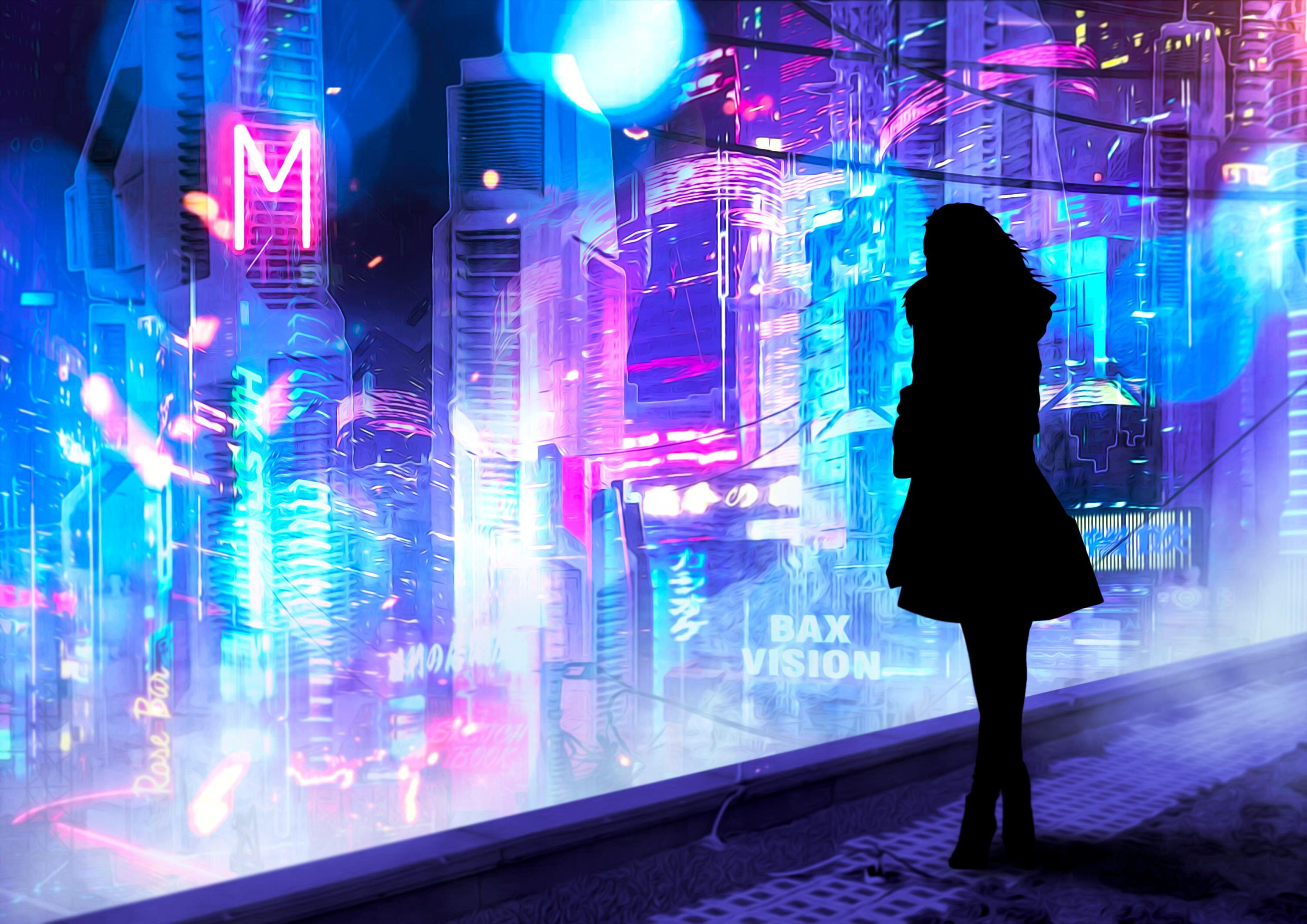 Wallpaper #dUWdmY4B7YBJg1BV46H340 Cyberpunk Night Retrowave Wall Art Cyberpunk Night Wall Etsy
