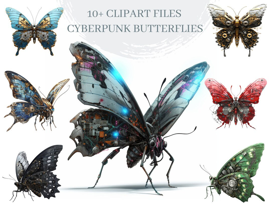 Wallpaper #tX0I8o4Bnwiau_P6yAoe10 10 Cyberpunk Butterfly Clip Art Files High Quality Jpgs Etsy