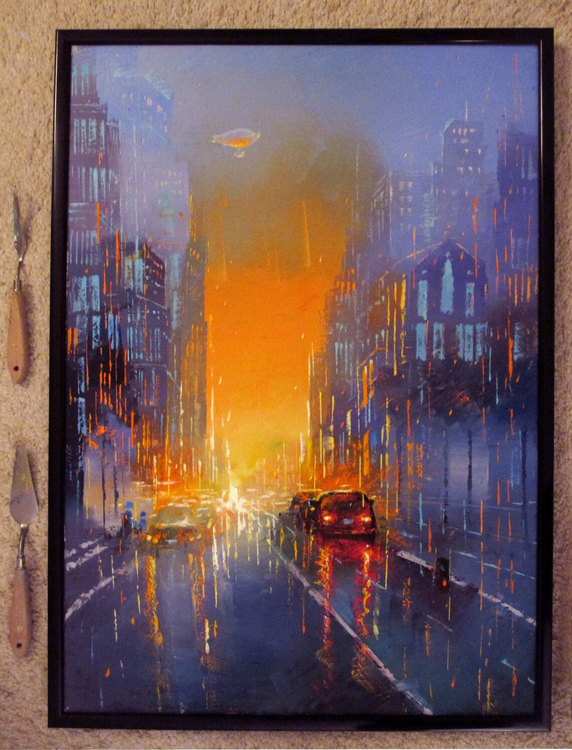 Wallpaper #TzGVNZMB5zzyi_yYJ1cv27 Cyberpunk Painting Original Oil Painting on Canvas Night City Etsy