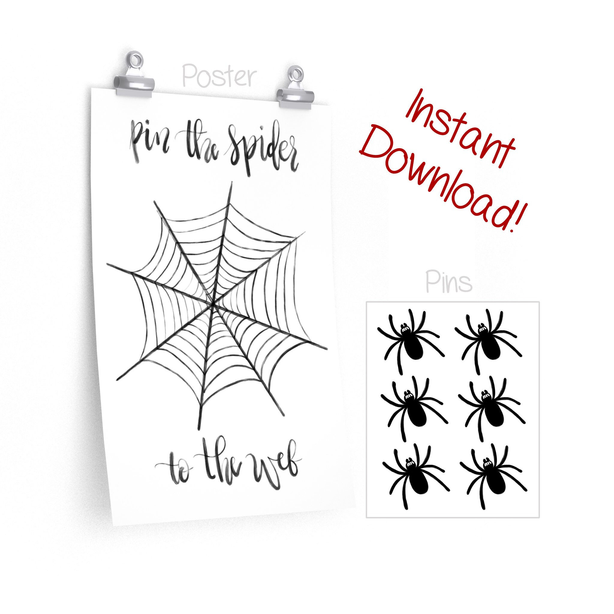 Wallpaper #x2c66pIBSpphPi3-ekXO203 Pin the Spider to the Web Instant Download Diy Halloween Party Game Pin