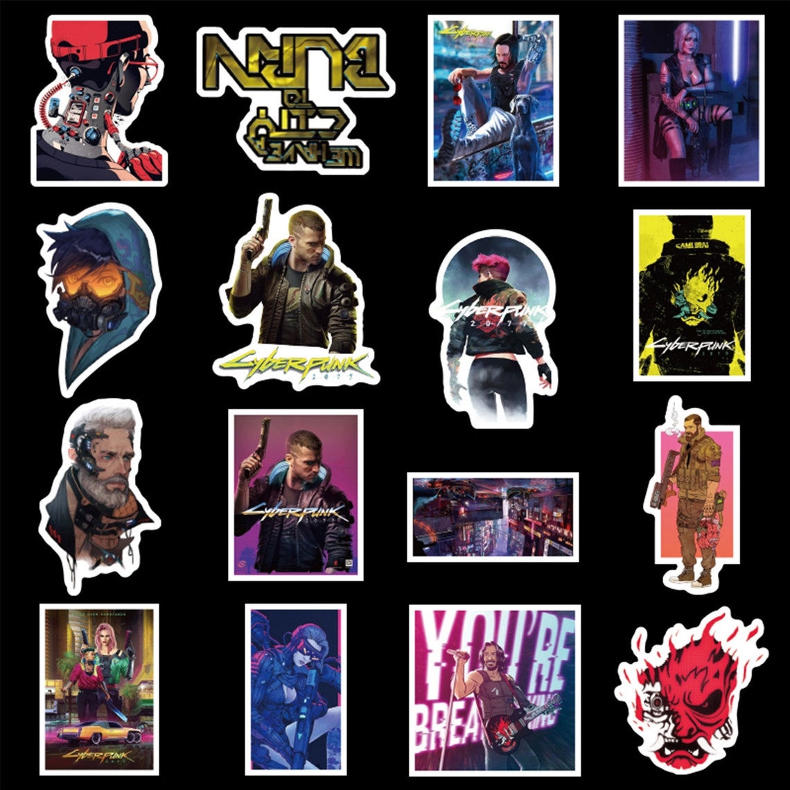 Wallpaper #tH0H8o4Bnwiau_P6-woB48 Cyberpunk 2077 Stickers 100 Pcs Night City Vinyl Decal Etsy