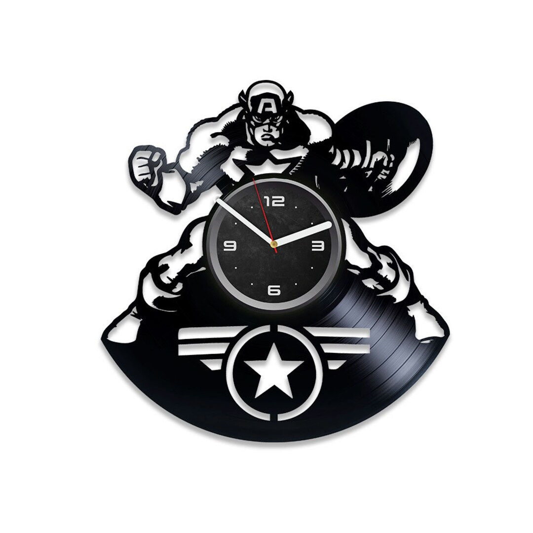 Wallpaper #CHOuho4BFI5NbQksFiAn53 Captain America Wall Clock Made from a Vinyl Record