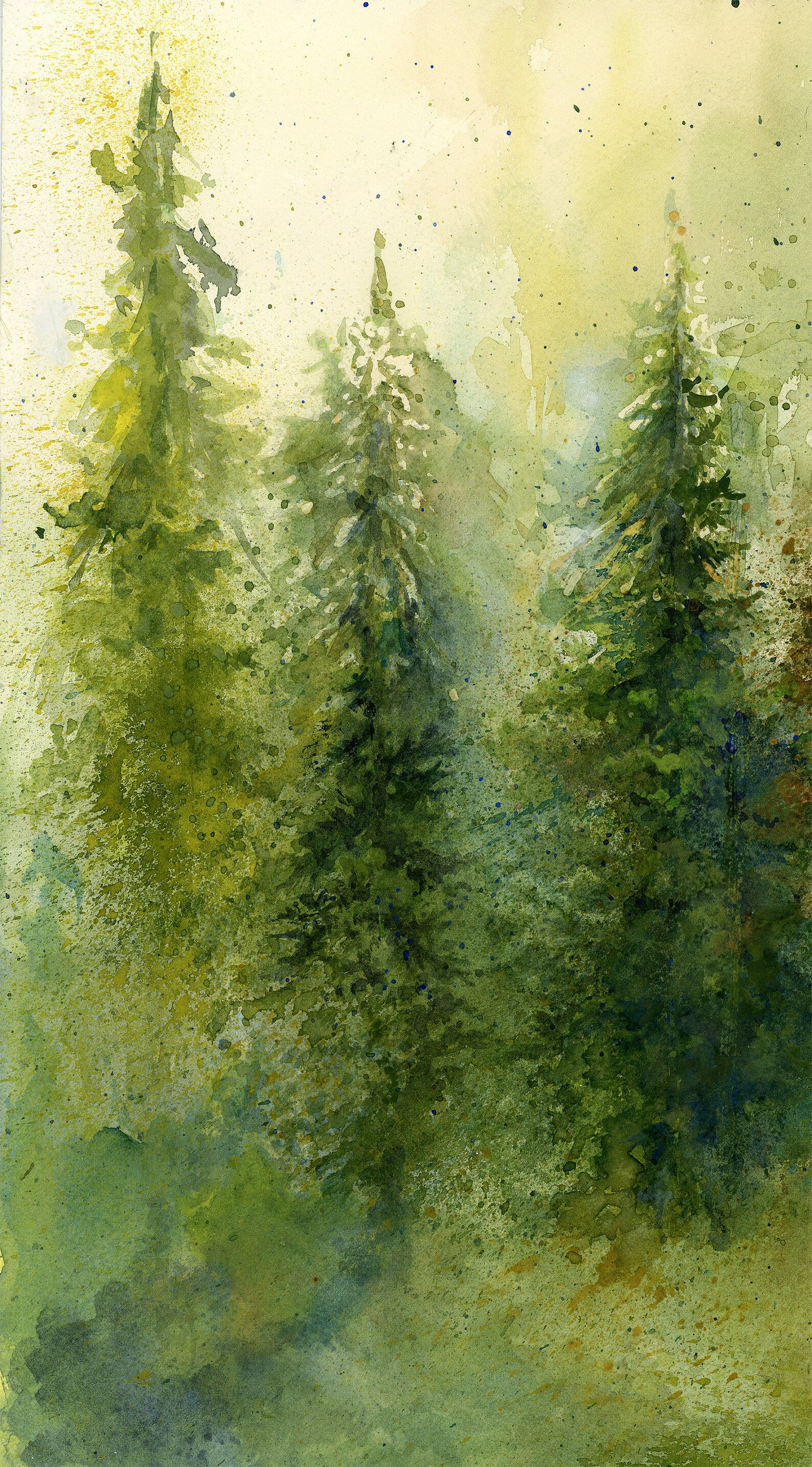 Wallpaper #BGdQC5MBSpphPi3-qtkV17 Green Pine Trees Abstract Forest Art Set of 2 Prints Unique Etsy
