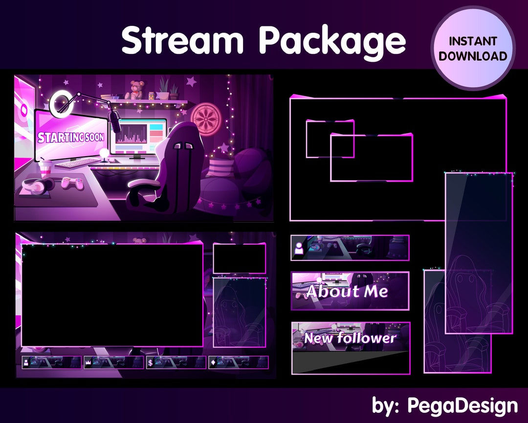 Wallpaper #MWcjC5MBSpphPi3-X9jd299 Animated Stream Package Lofi Game Room Animated Twitch Overlays Girl