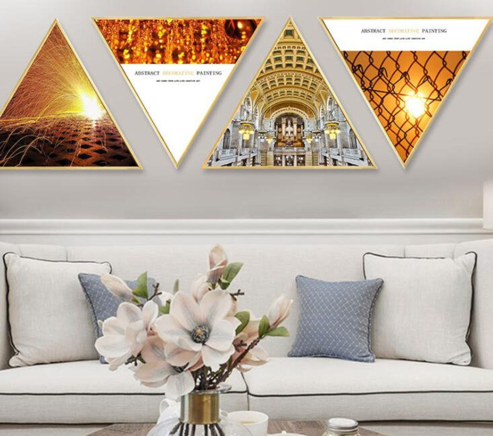 Wallpaper #a2flDJMBSpphPi3-ROG876 Creative Gold Triangle Canvas Wall Art Photo Printed Home Wall Etsy
