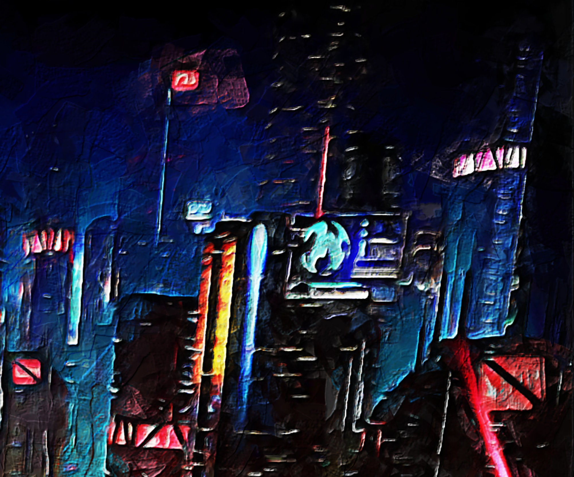 Wallpaper #ExnmBI8BtGB6xQ78alA_46 Cyberpunk Art Night City View with Oil Paint Design One Etsy